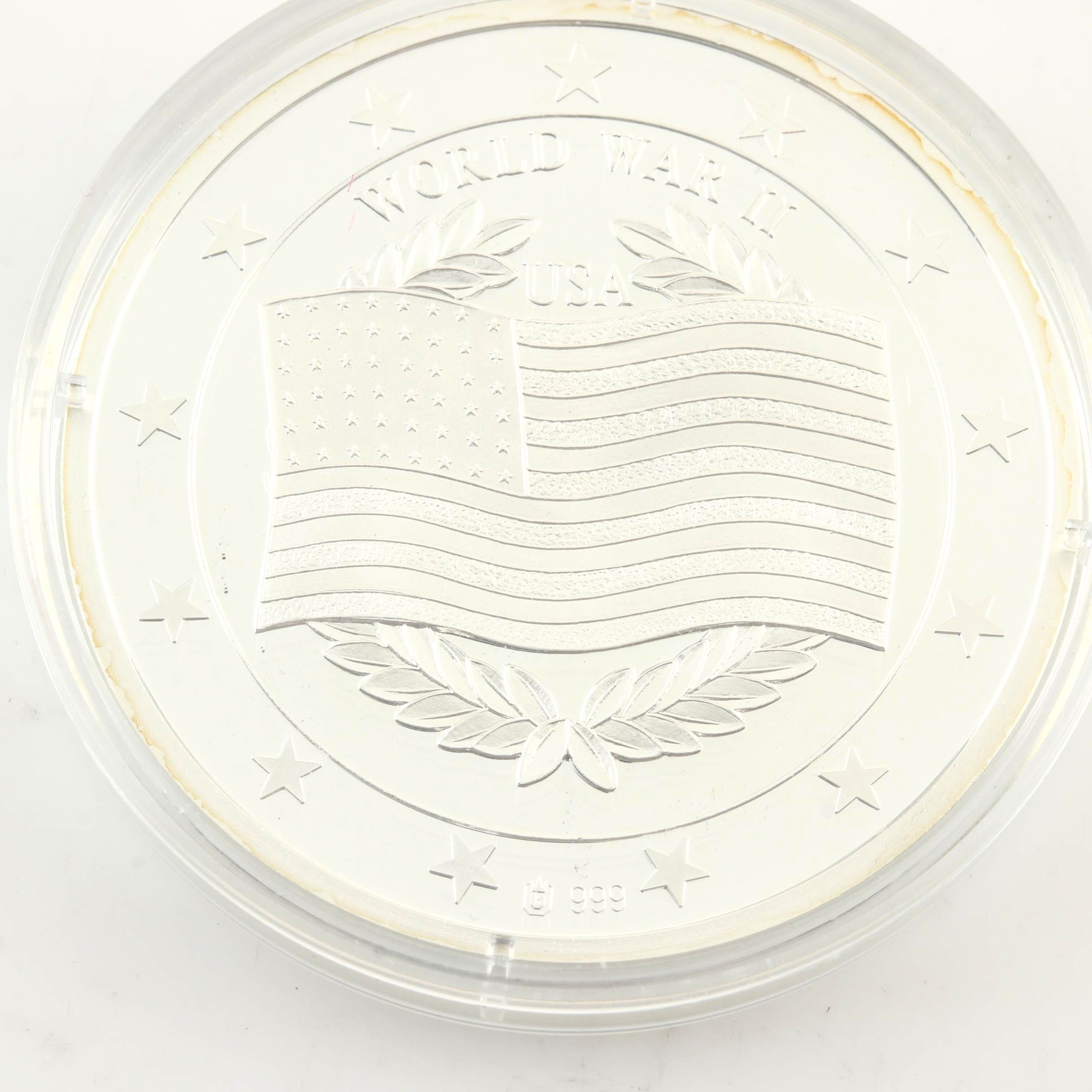 Apollo 14 Silver Mini Coin and a D-Day Commemorative Silver Metal