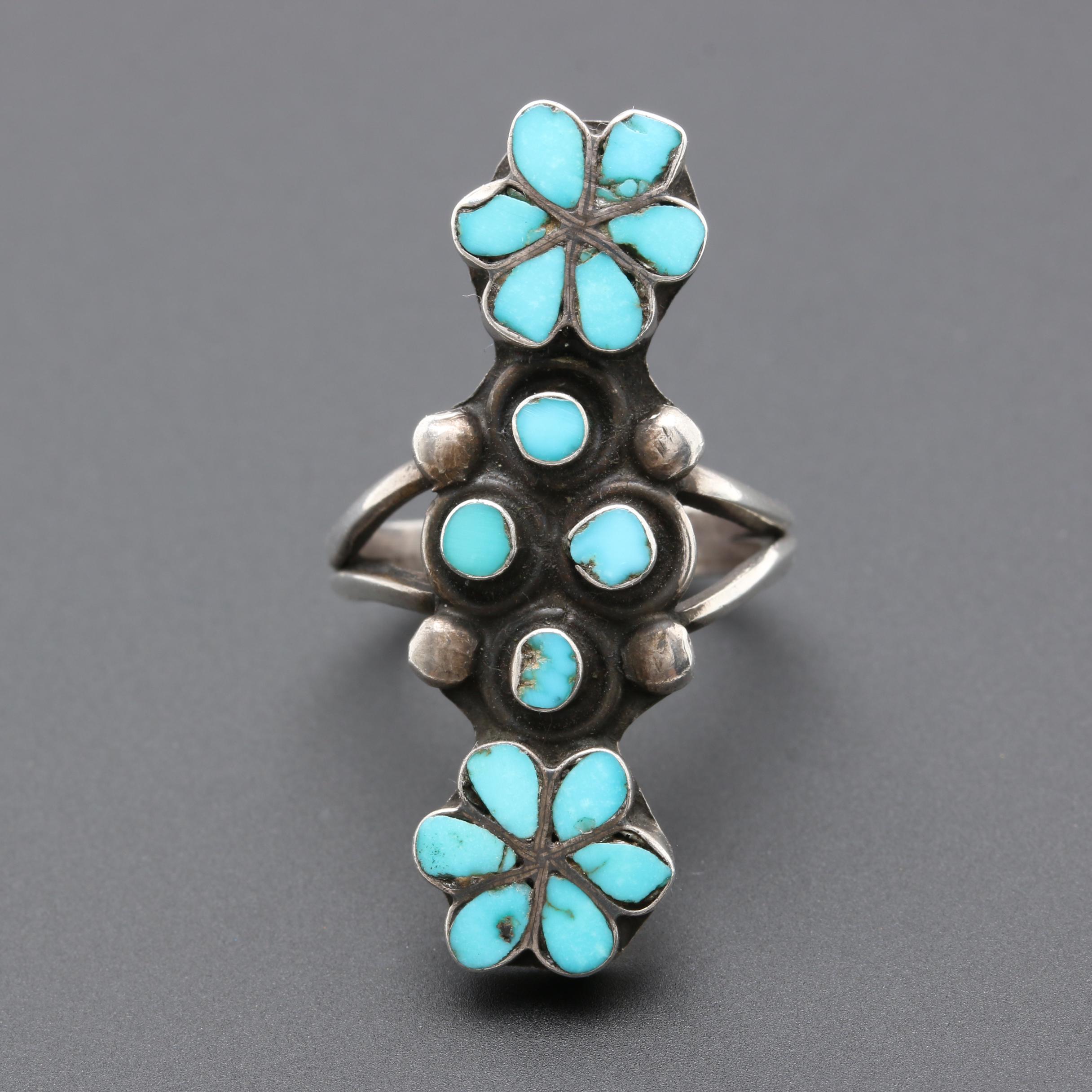 Virgil & Lena Zuni Sterling Silver Turquoise Ring