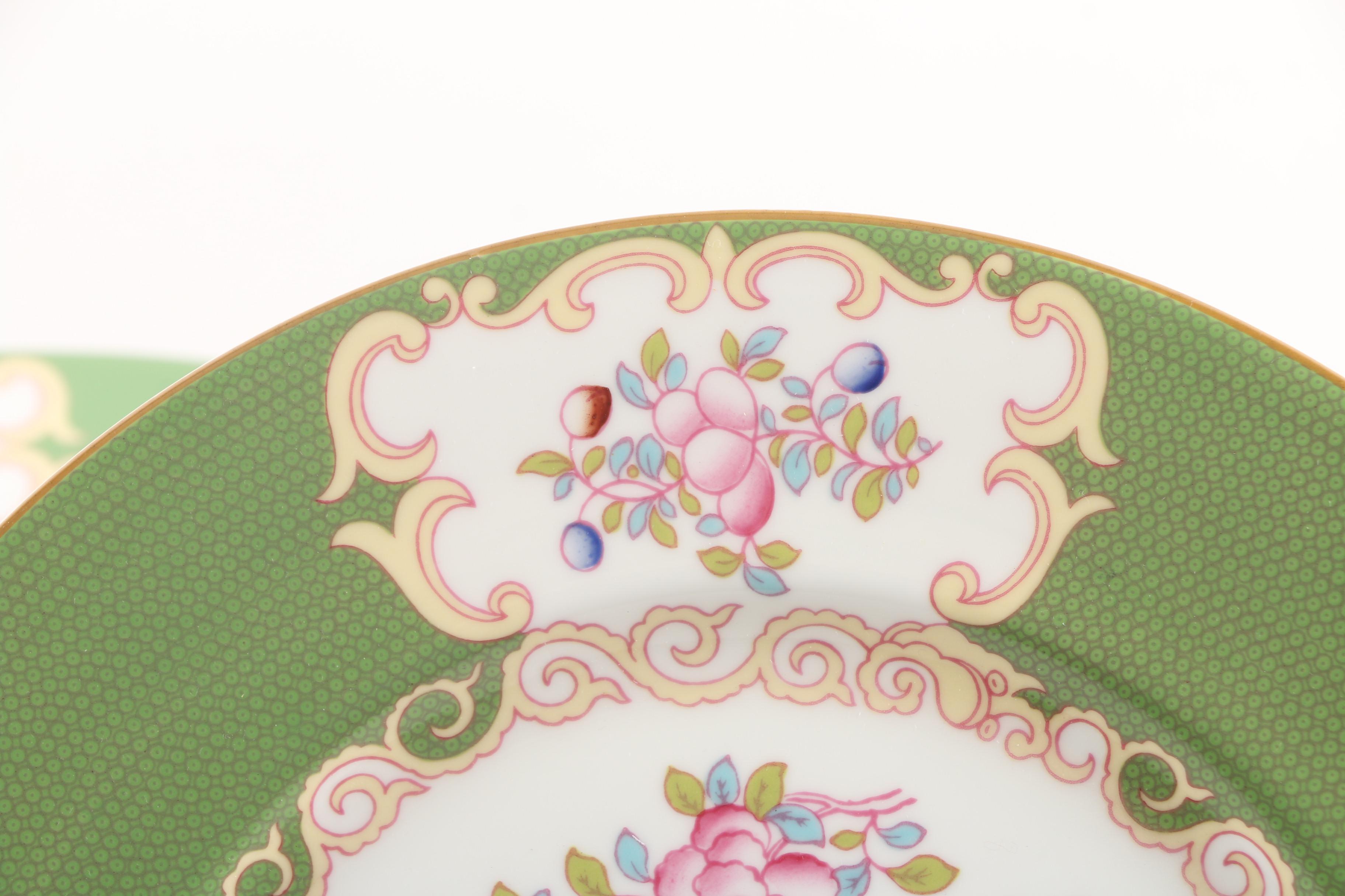 Minton "Green Cockatrice" Bone China Dinner Plates C. 1951-97