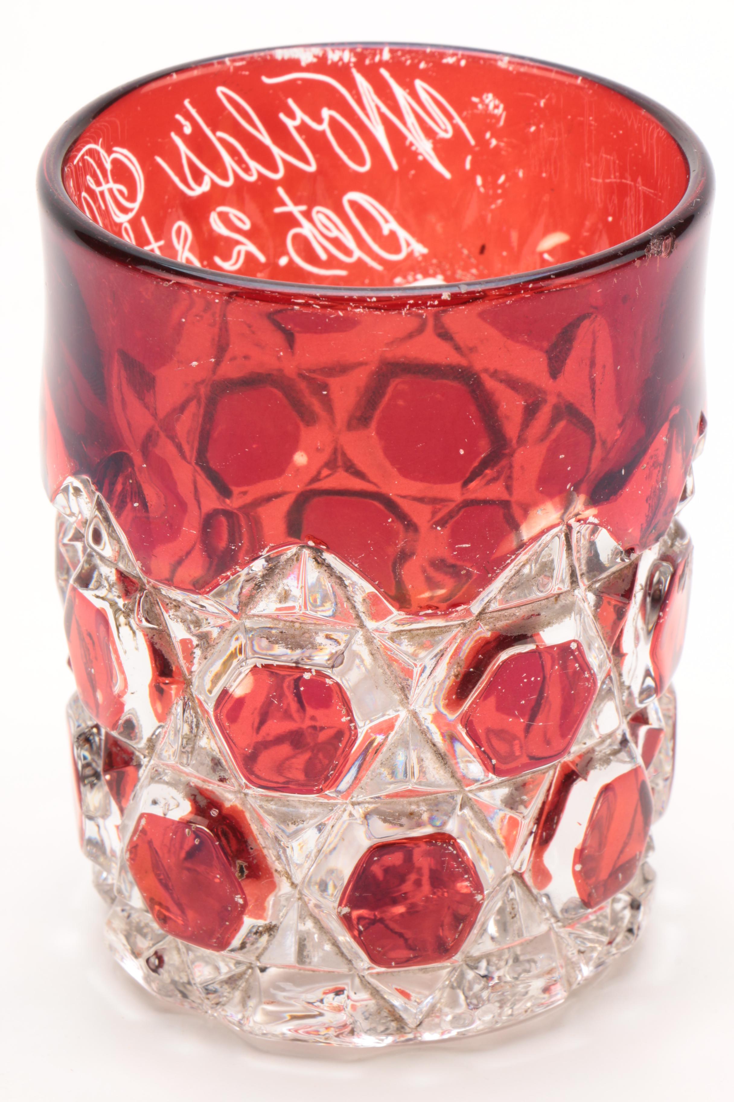 1893 World's Fair Ruby Red Flashed Souvenir Glass