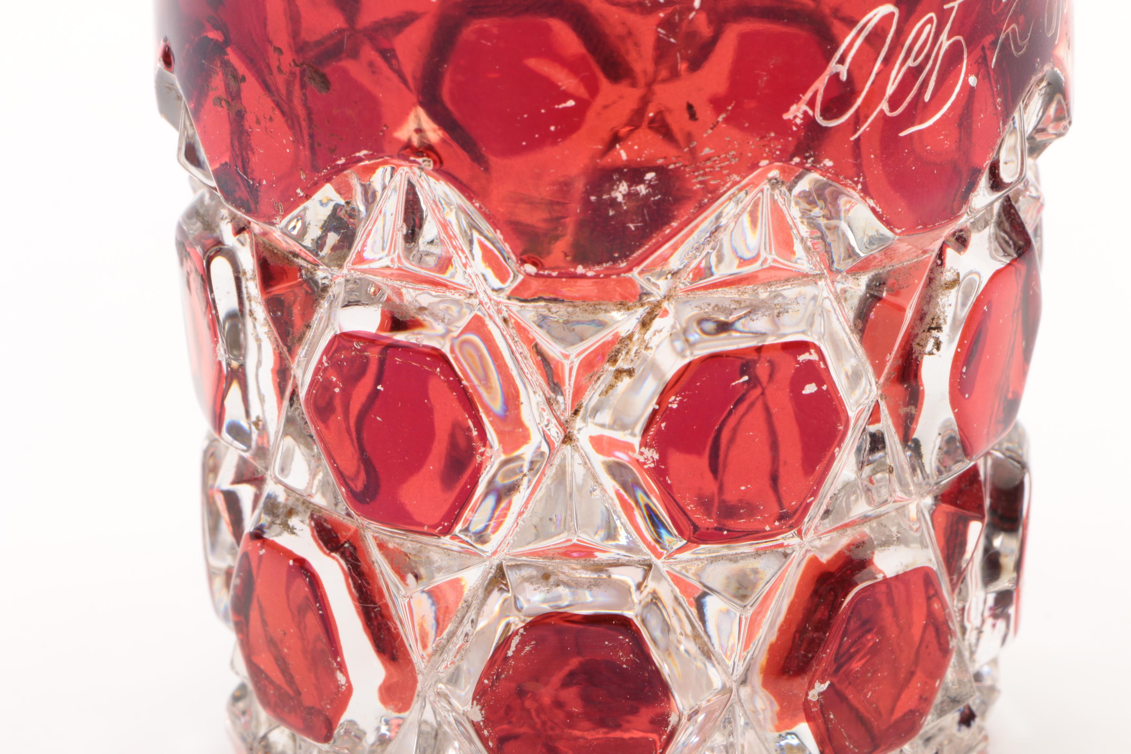 1893 World's Fair Ruby Red Flashed Souvenir Glass