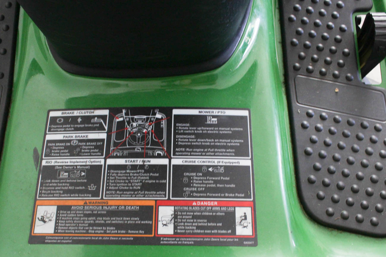 John Deere "D125" Riding Lawn Mower with Bagger Attachment Frame