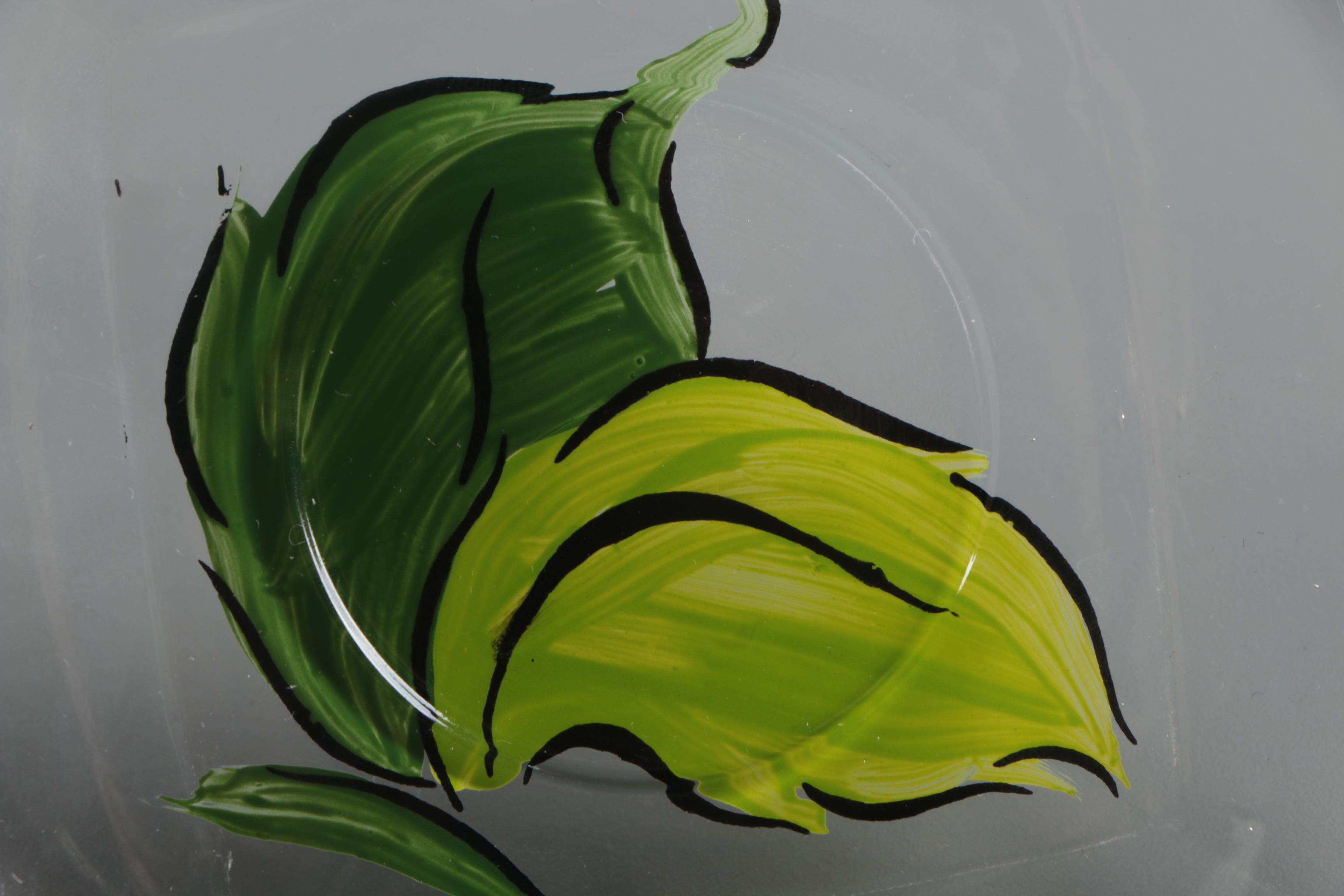 Contemporary Hand-Painted Floral Glass Plates