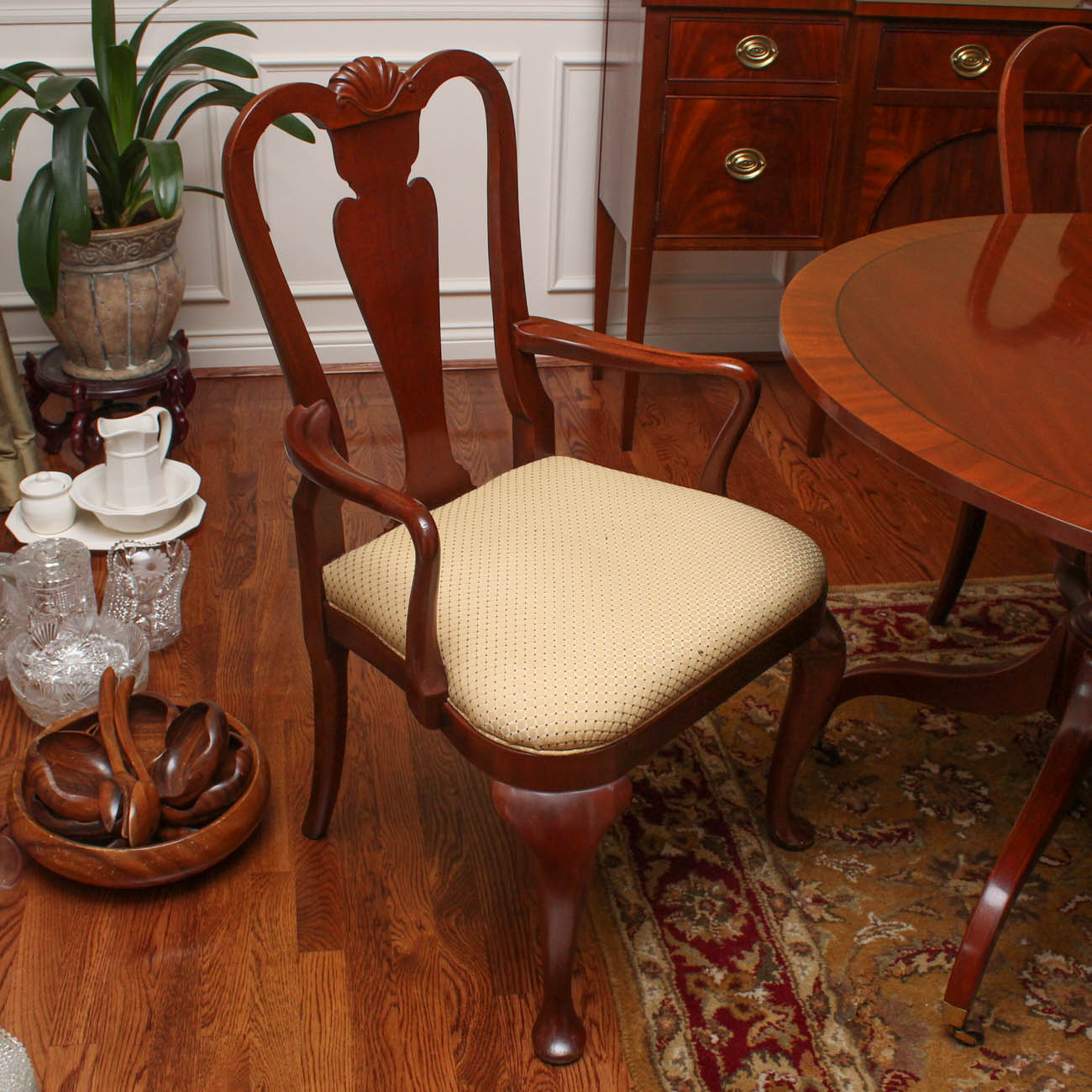 Baker Furniture, Milling Road Collection, Leaf Dining Table and Chairs