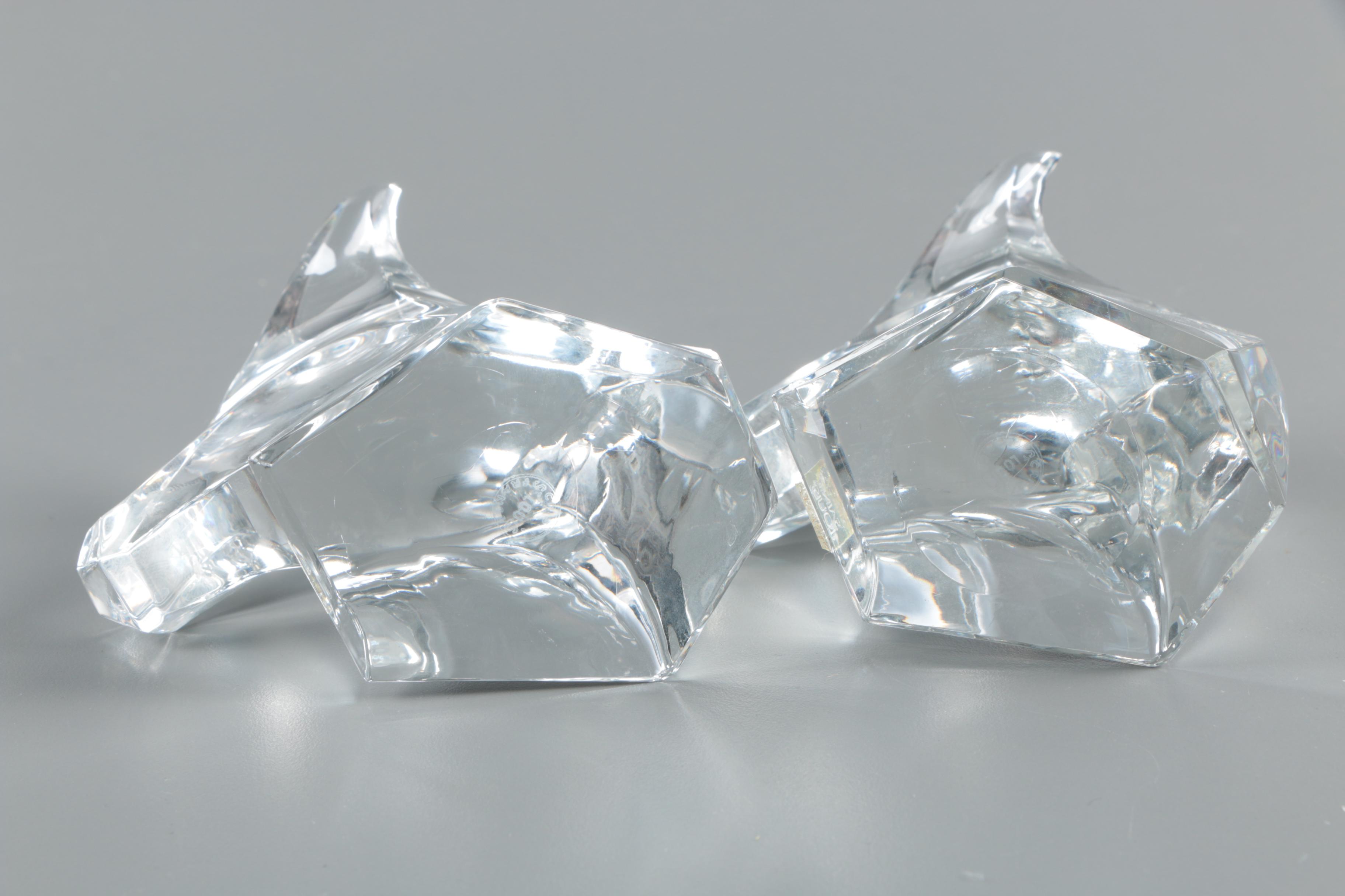 Saint-Louis Cristalleries French Cut Crystal Animal Head Figurines