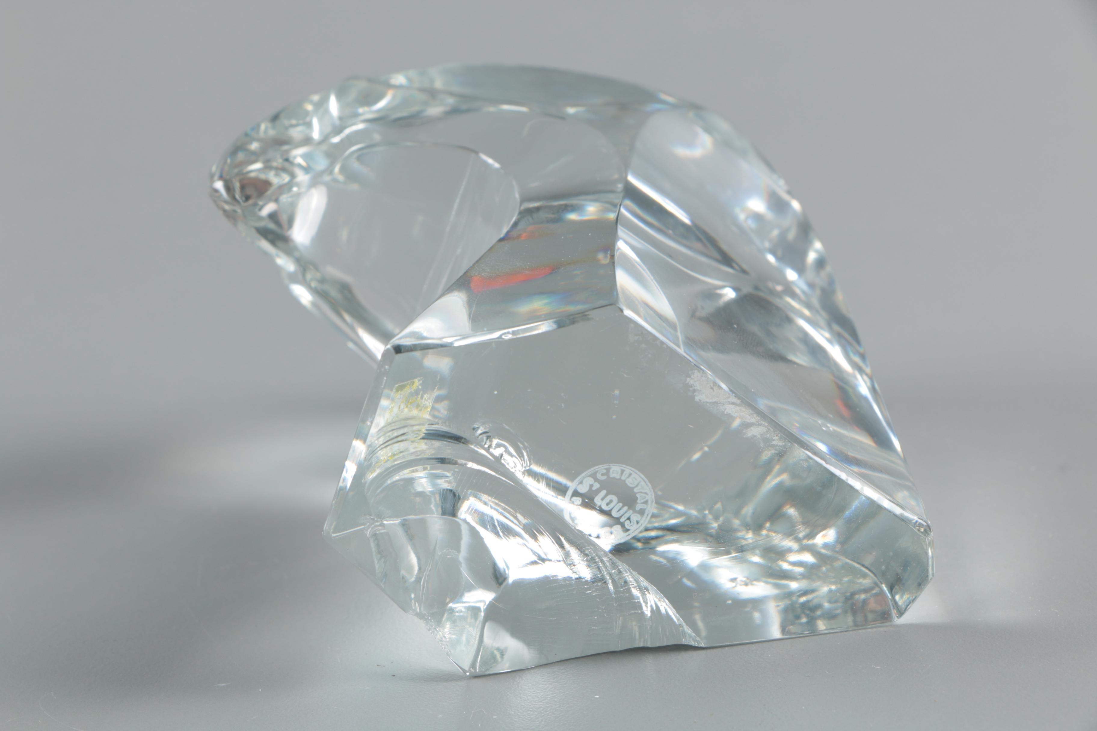 Saint-Louis Cristalleries French Cut Crystal Animal Head Figurines