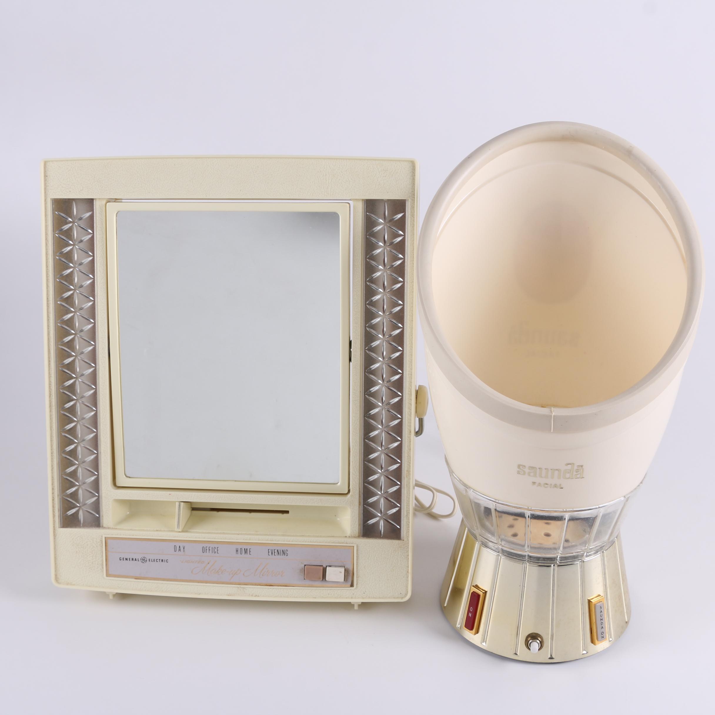 Vintage GE Lighted Makeup Mirror and Saunda Home Facial