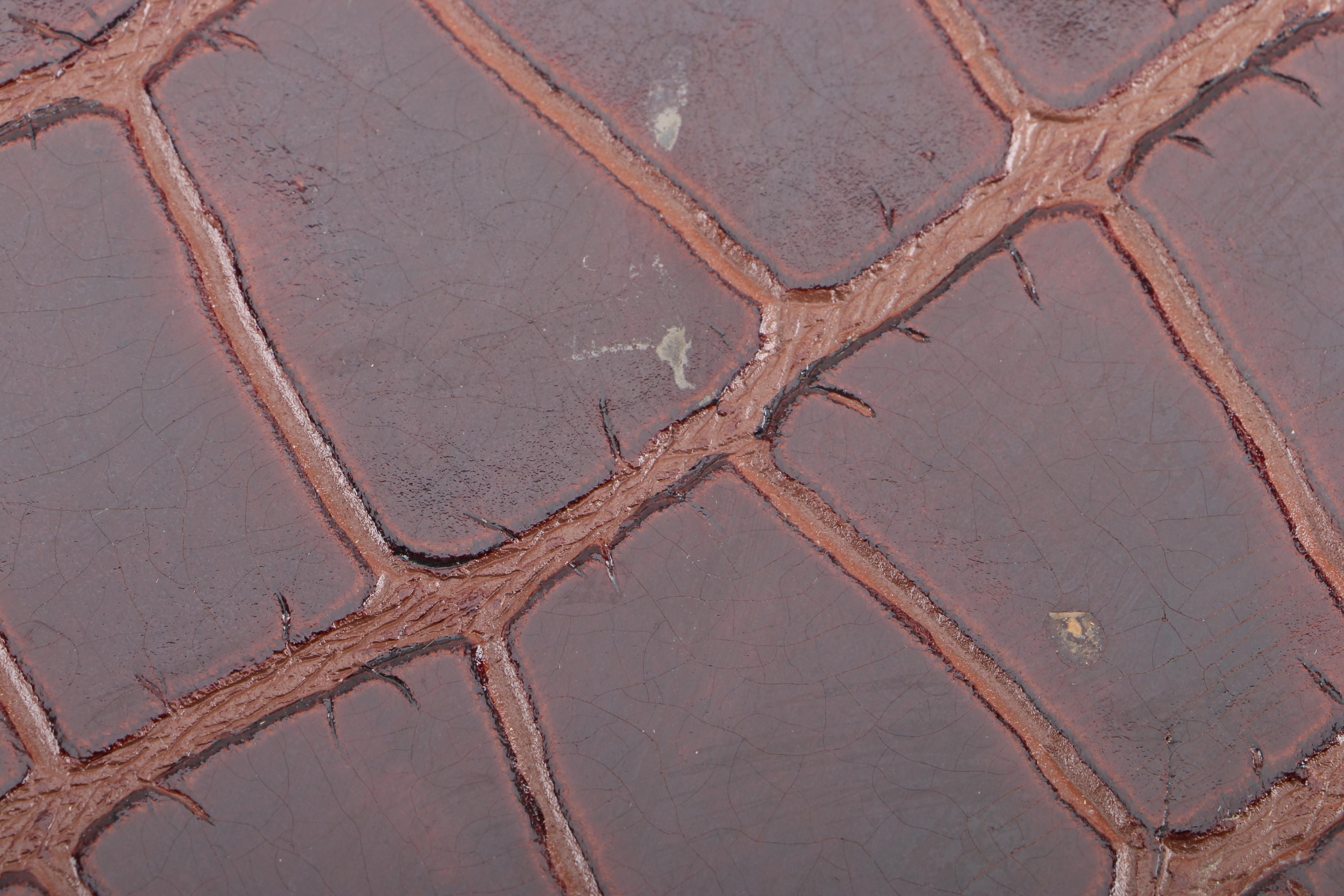 Vintage Faux Alligator Suitcase with Canvas Cover