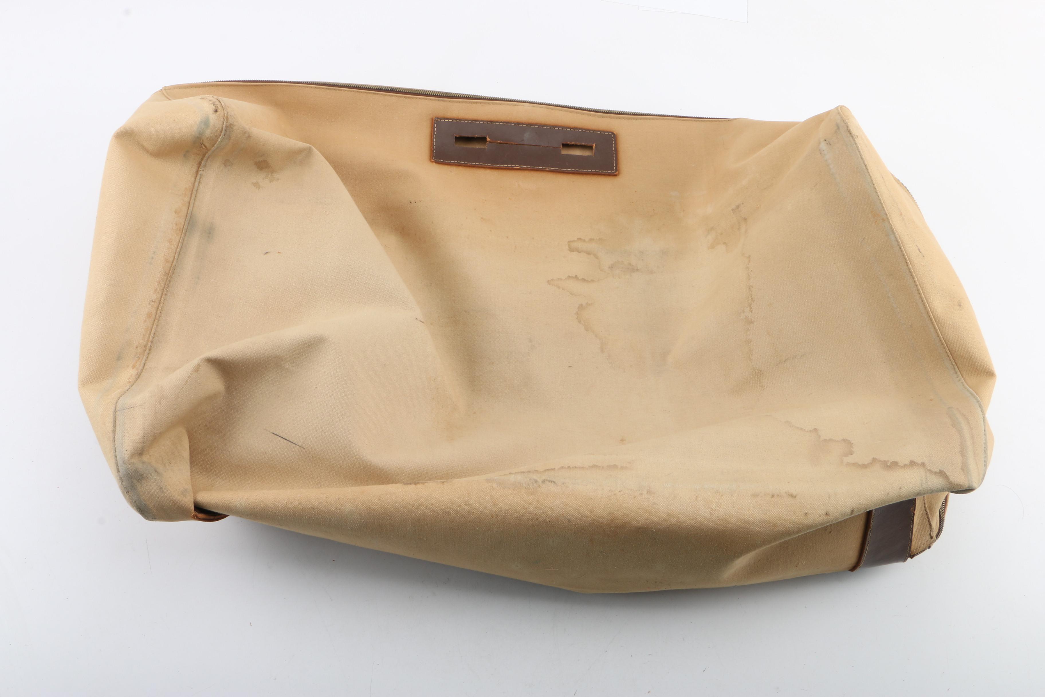 Vintage Faux Alligator Suitcase with Canvas Cover