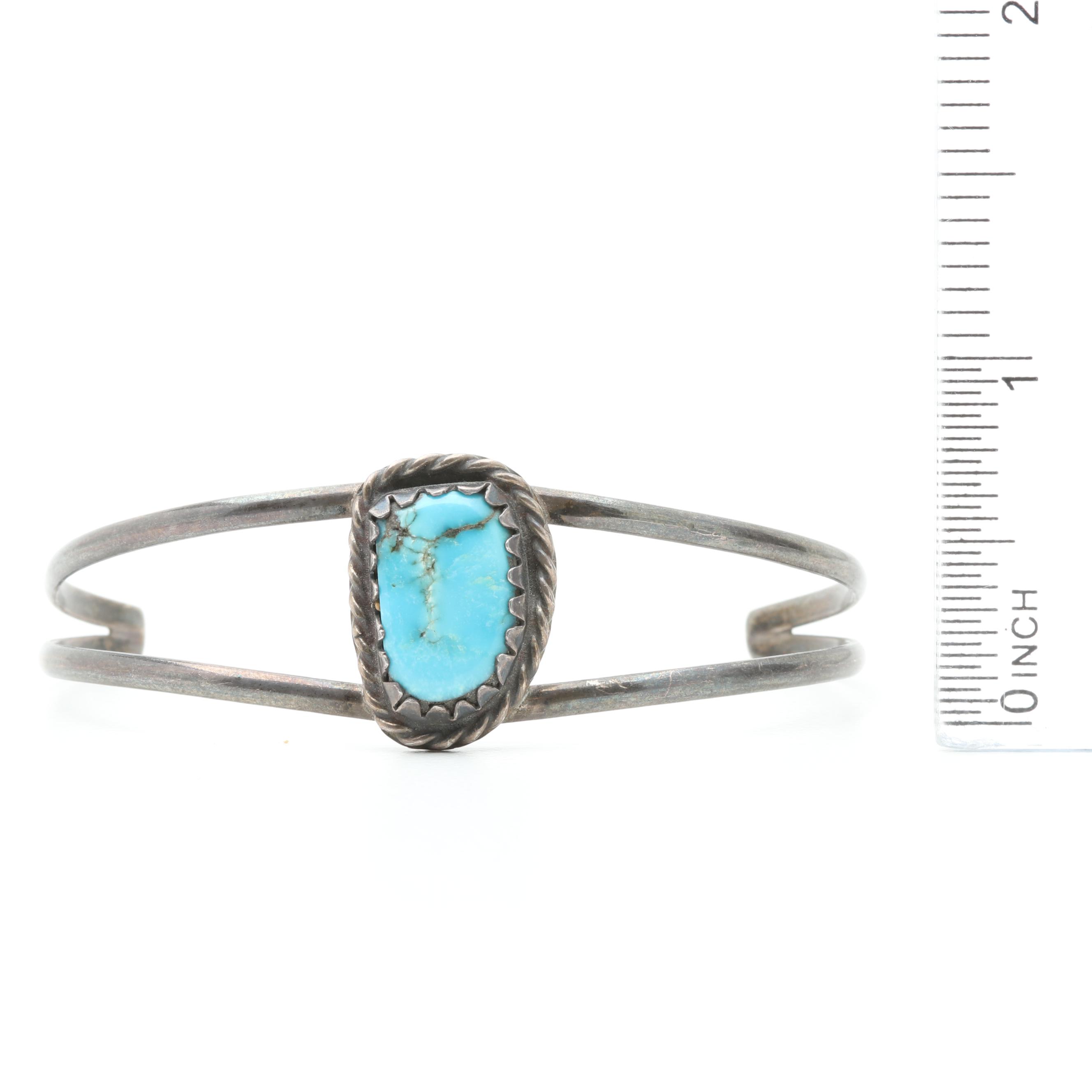 Mexican Sterling Silver Turquoise and Stone Inlay Cuff Bracelets