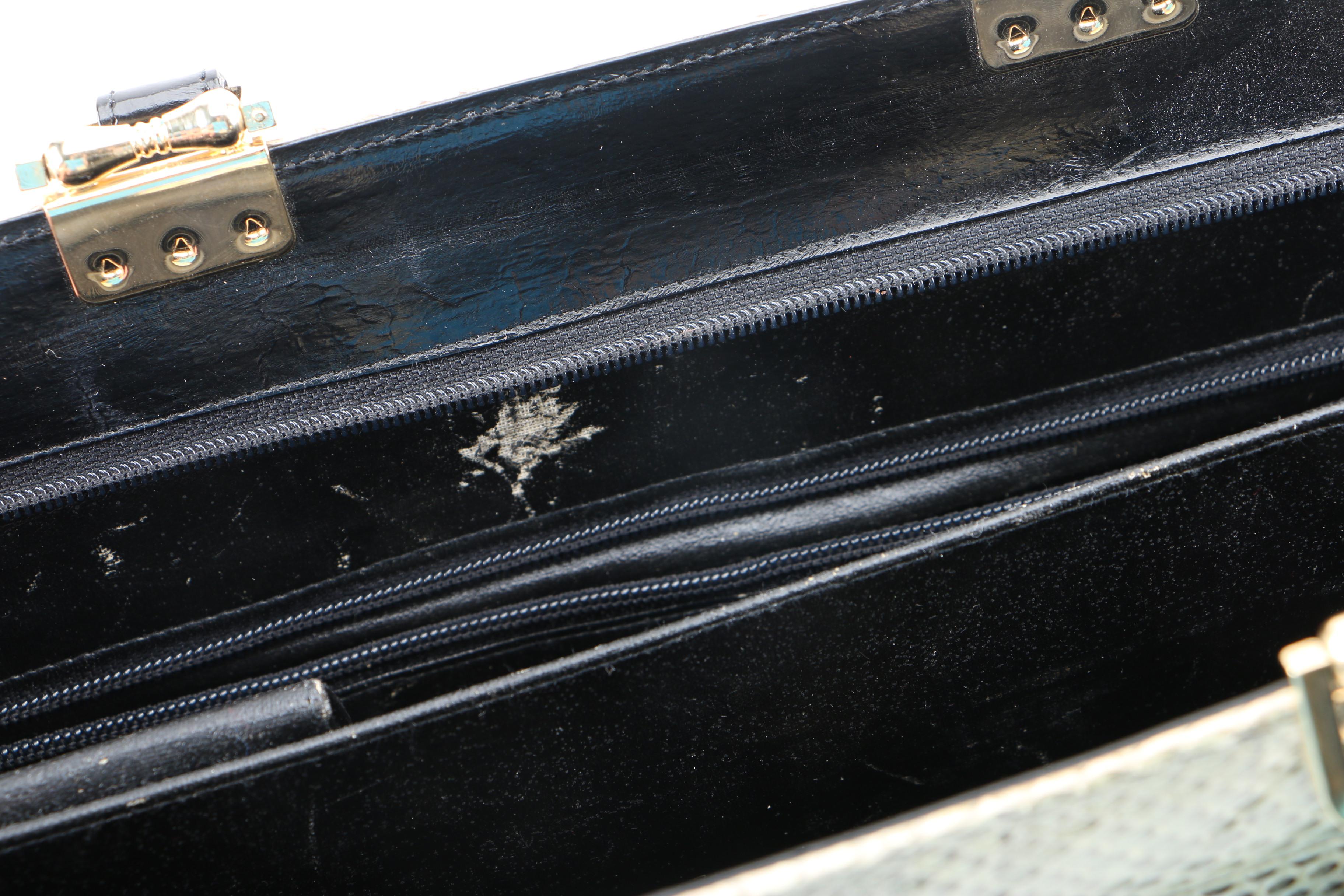 Vintage Èlan of California Black Eel Skin and Snakeskin Briefcase