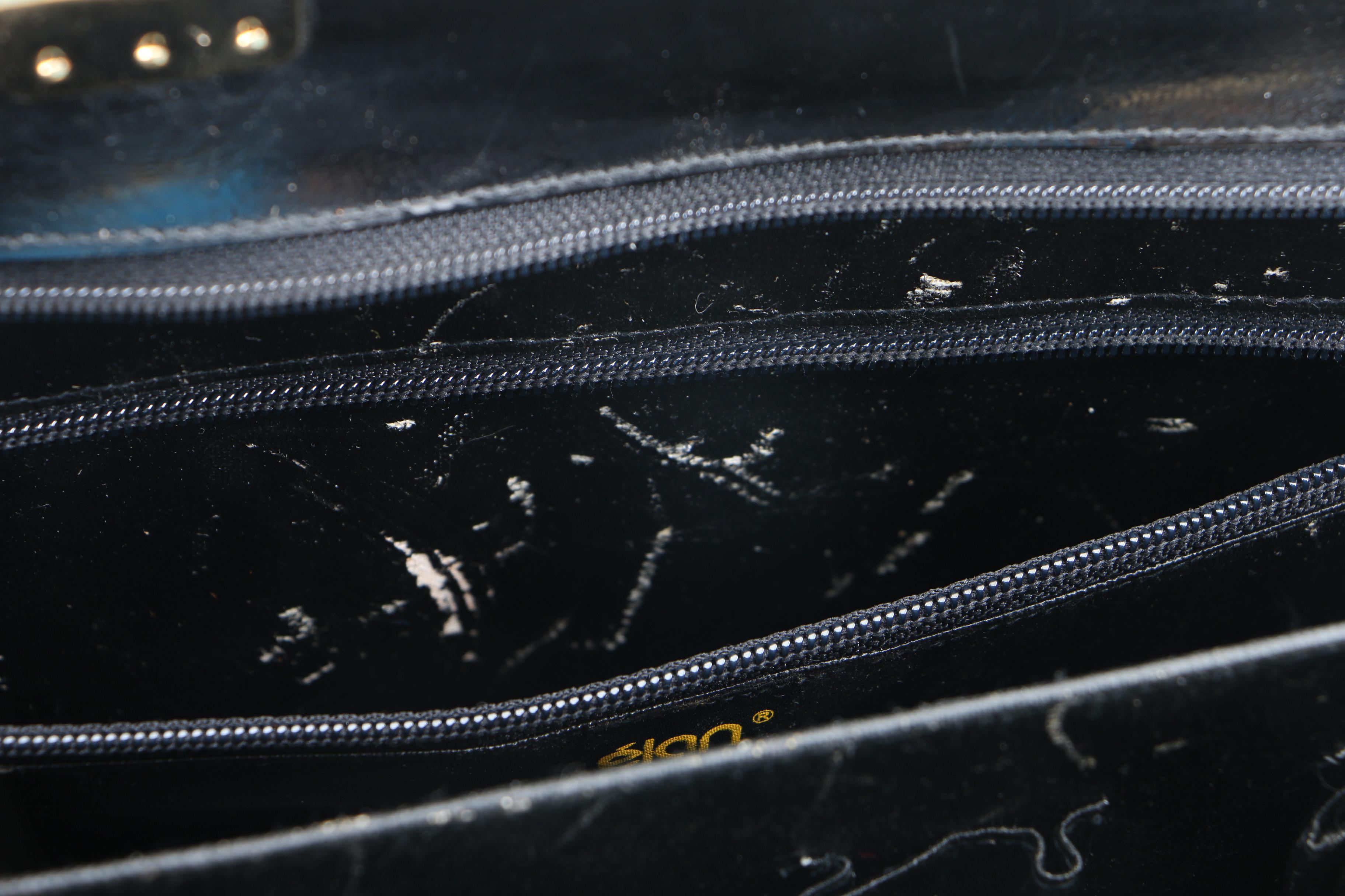 Vintage Èlan of California Black Eel Skin and Snakeskin Briefcase