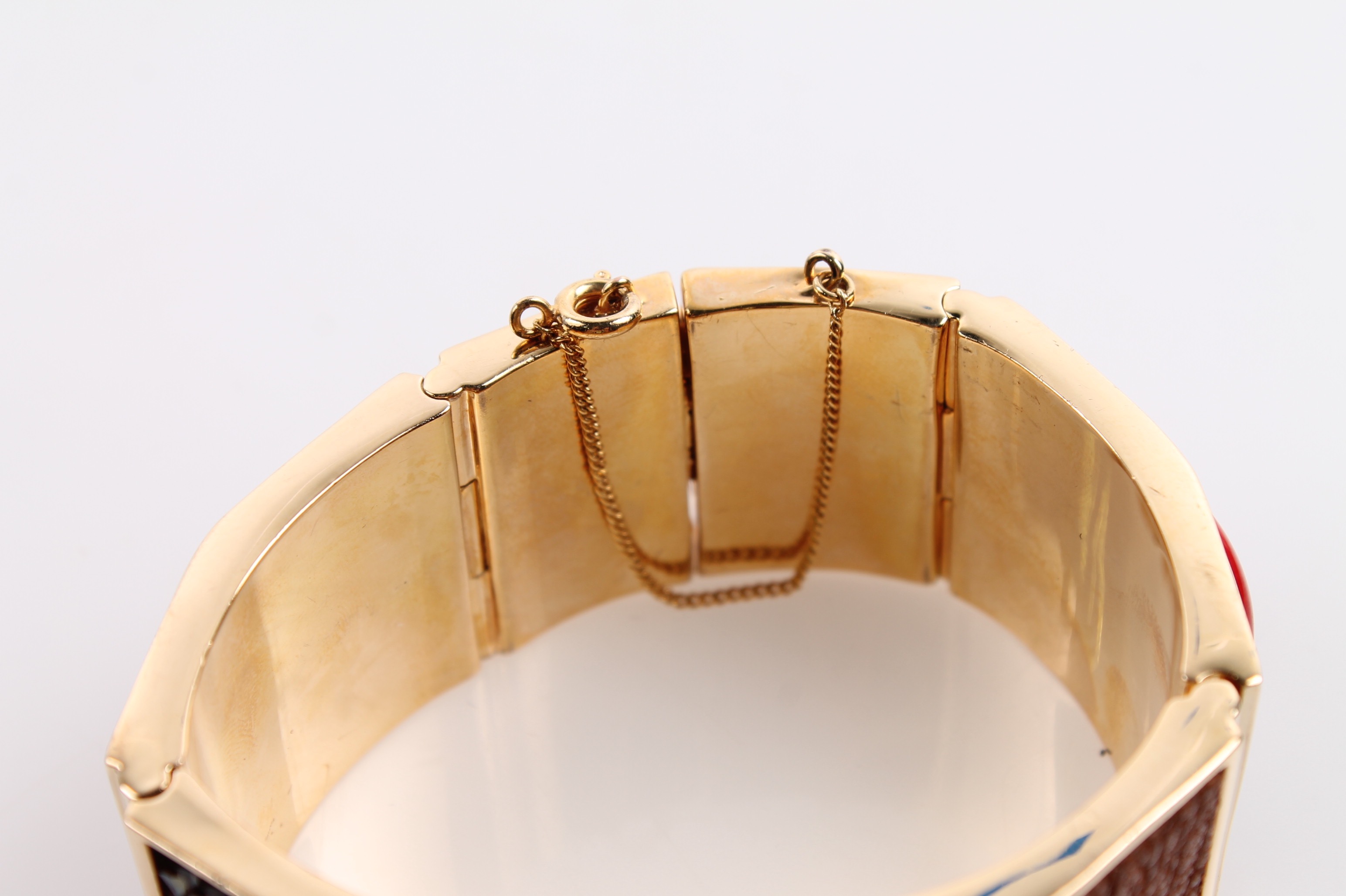 Henri Bendel Gold Tone Leather Accented Fashion Bracelet