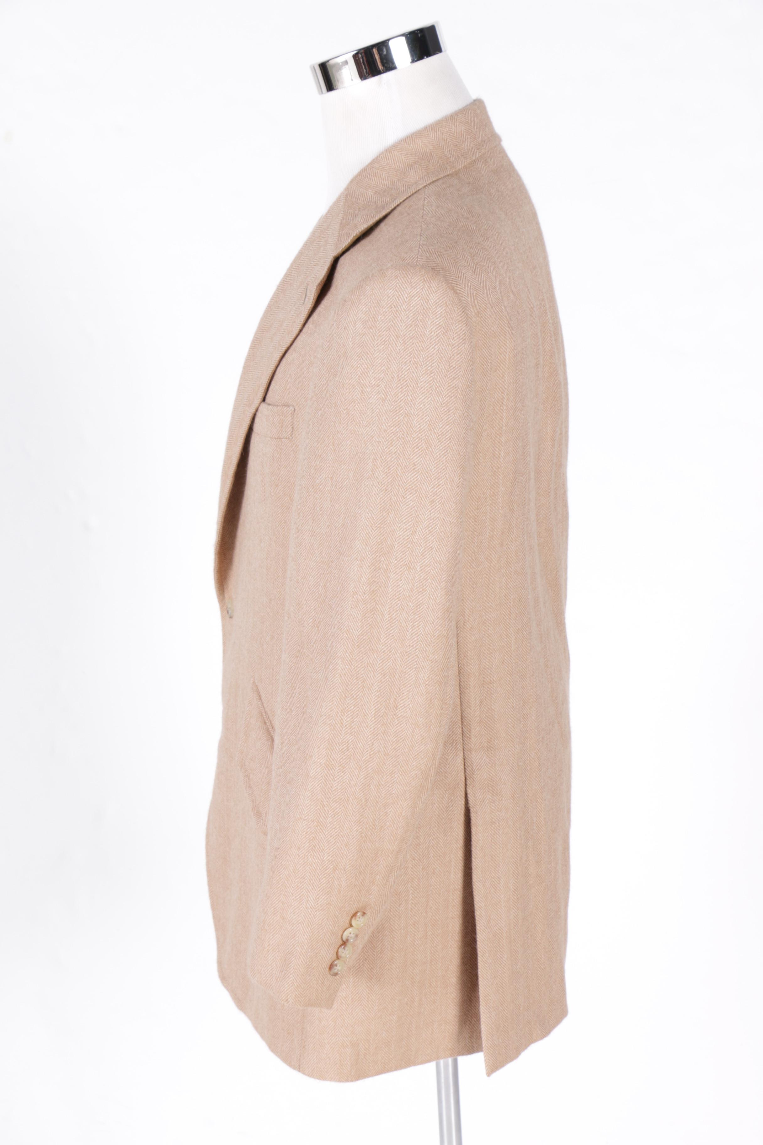 Men's Polo by Ralph Lauren Garrison Beige Alpaca Sport Coat with Wool Scarf