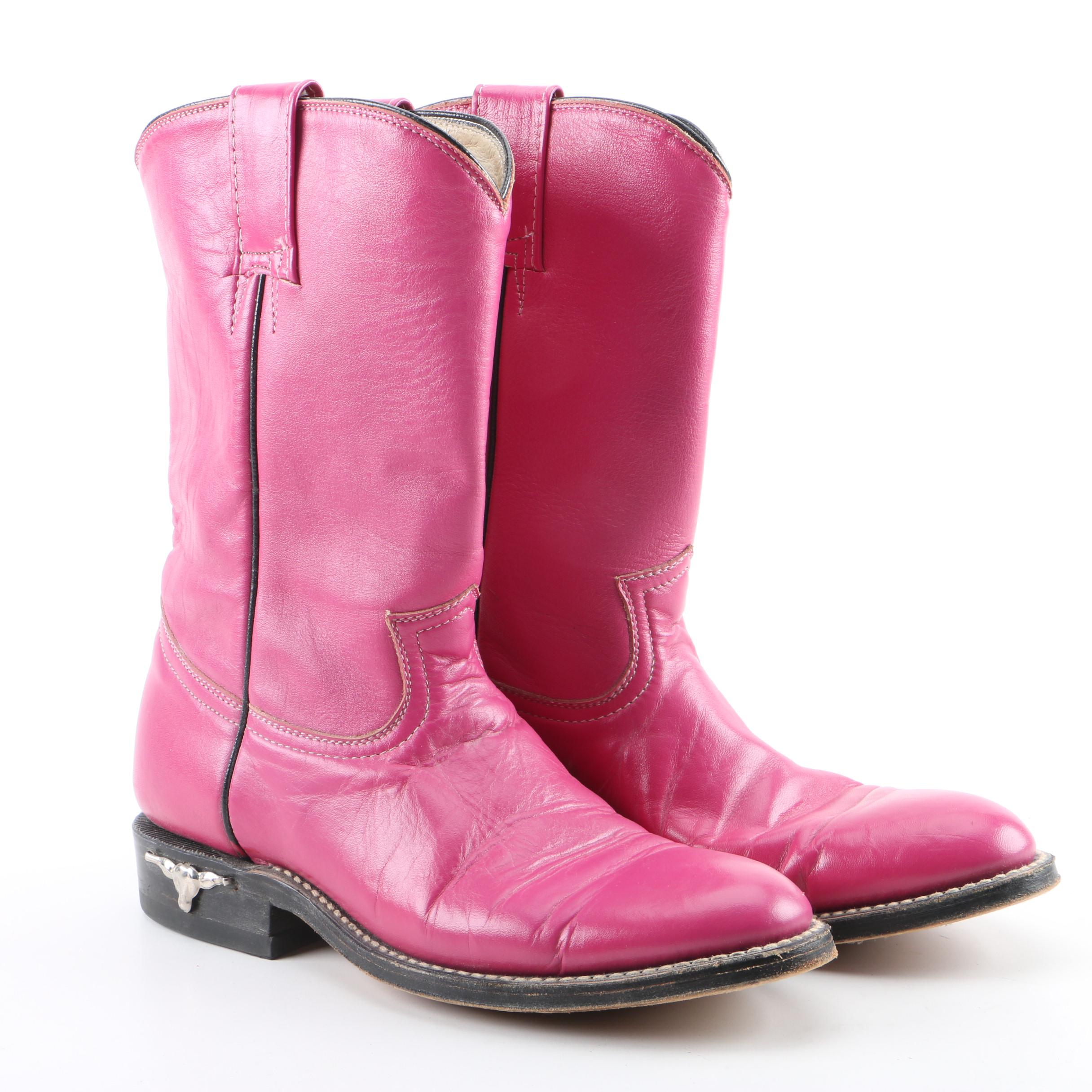 Women's Fuchsia Leather Western Boots