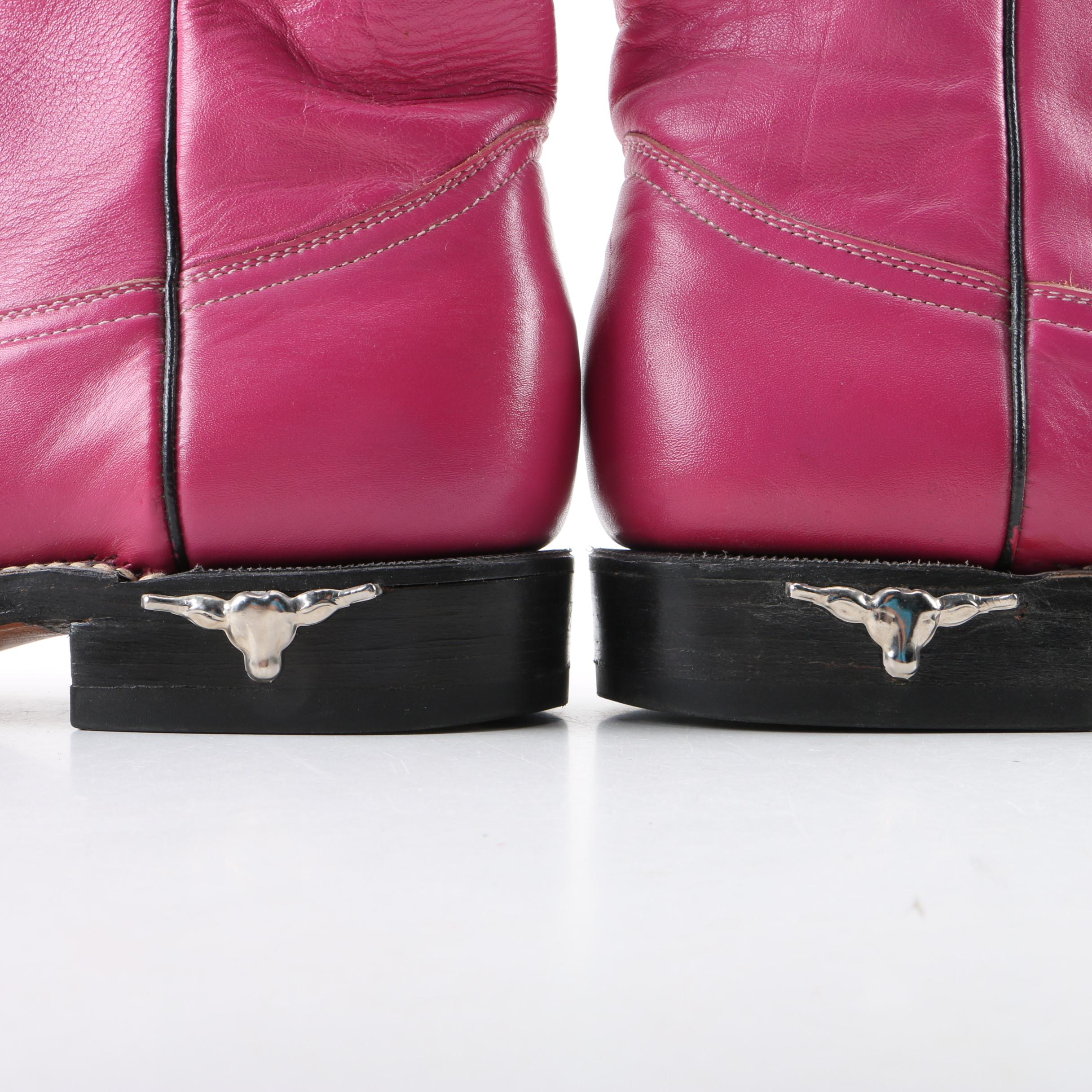 Women's Fuchsia Leather Western Boots