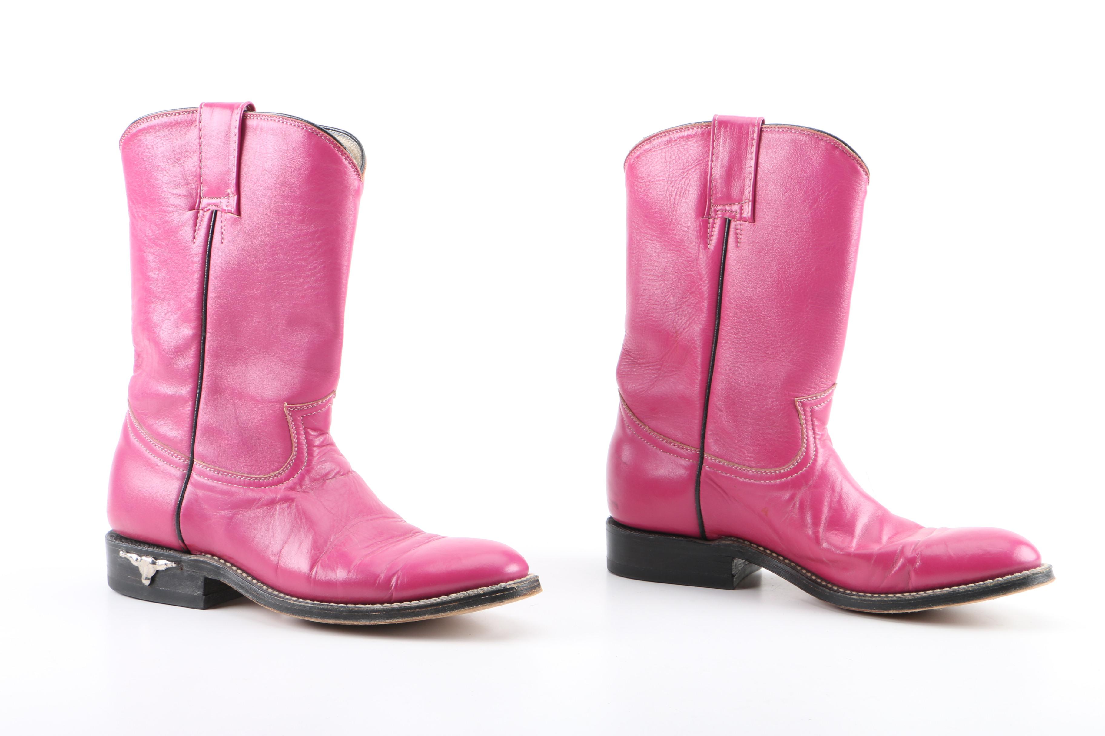 Women's Fuchsia Leather Western Boots