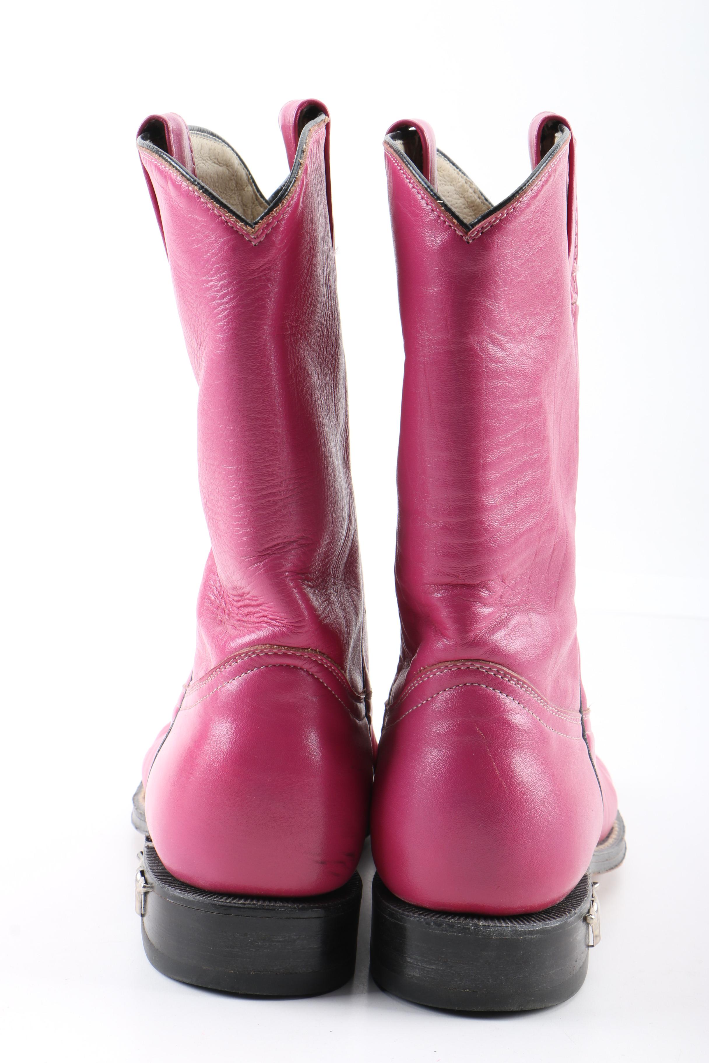 Women's Fuchsia Leather Western Boots