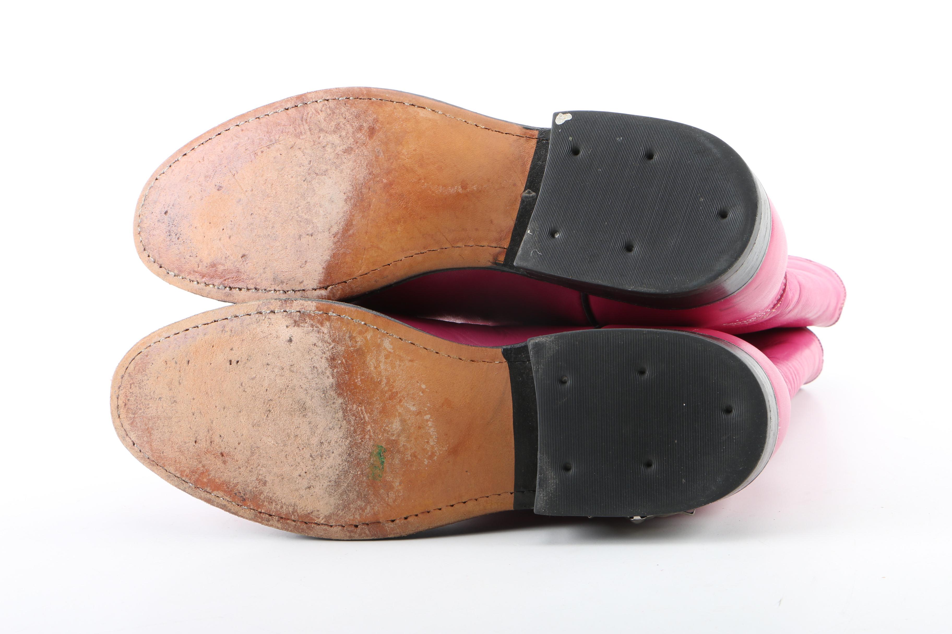 Women's Fuchsia Leather Western Boots