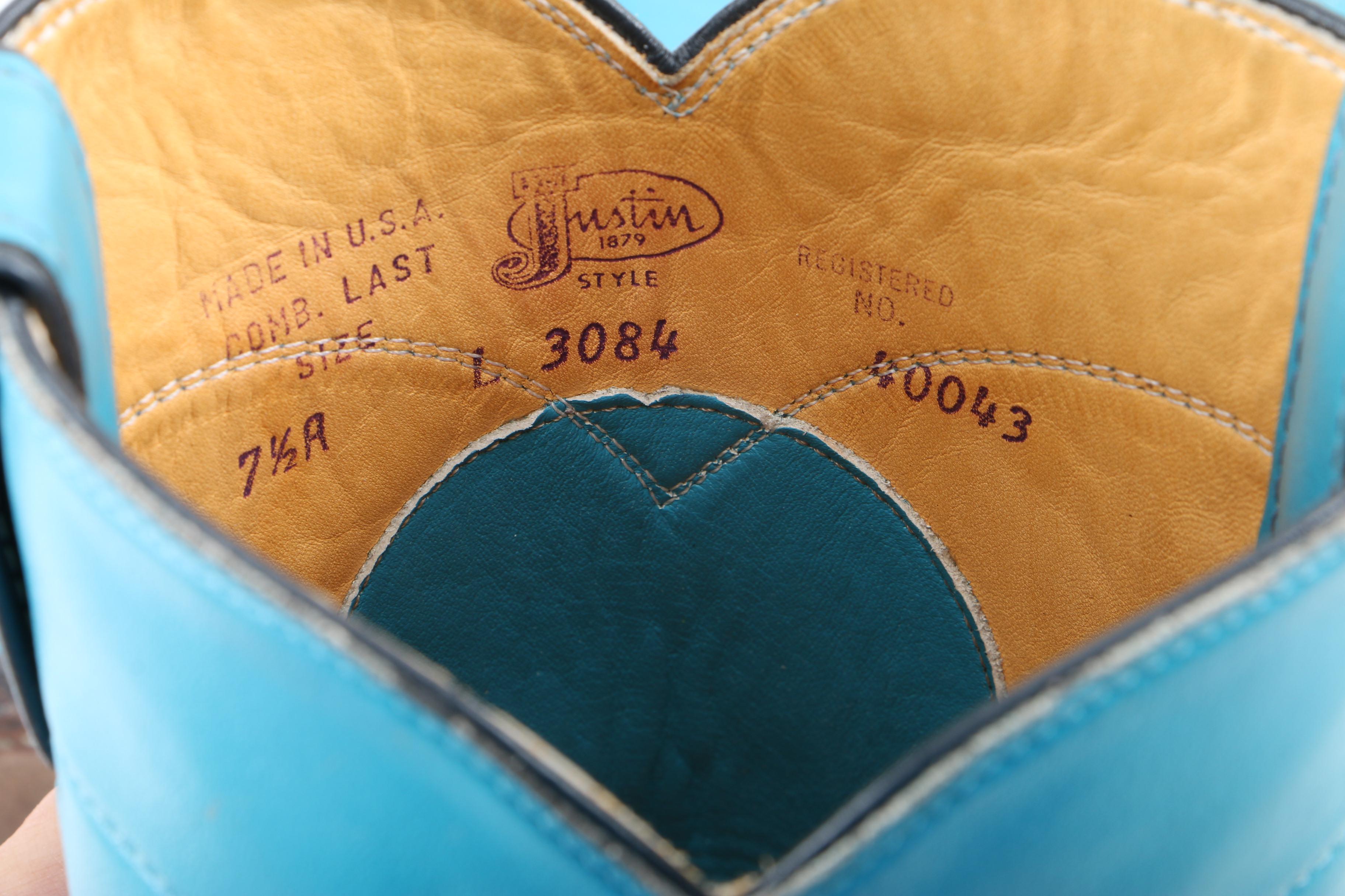 Women's Justin Turquoise Leather Western Boots