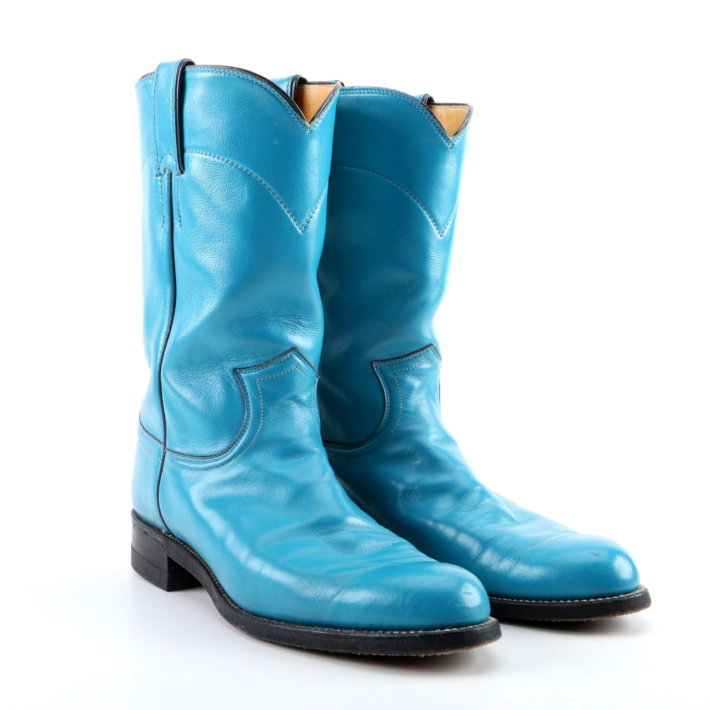 Women's Justin Turquoise Leather Western Boots