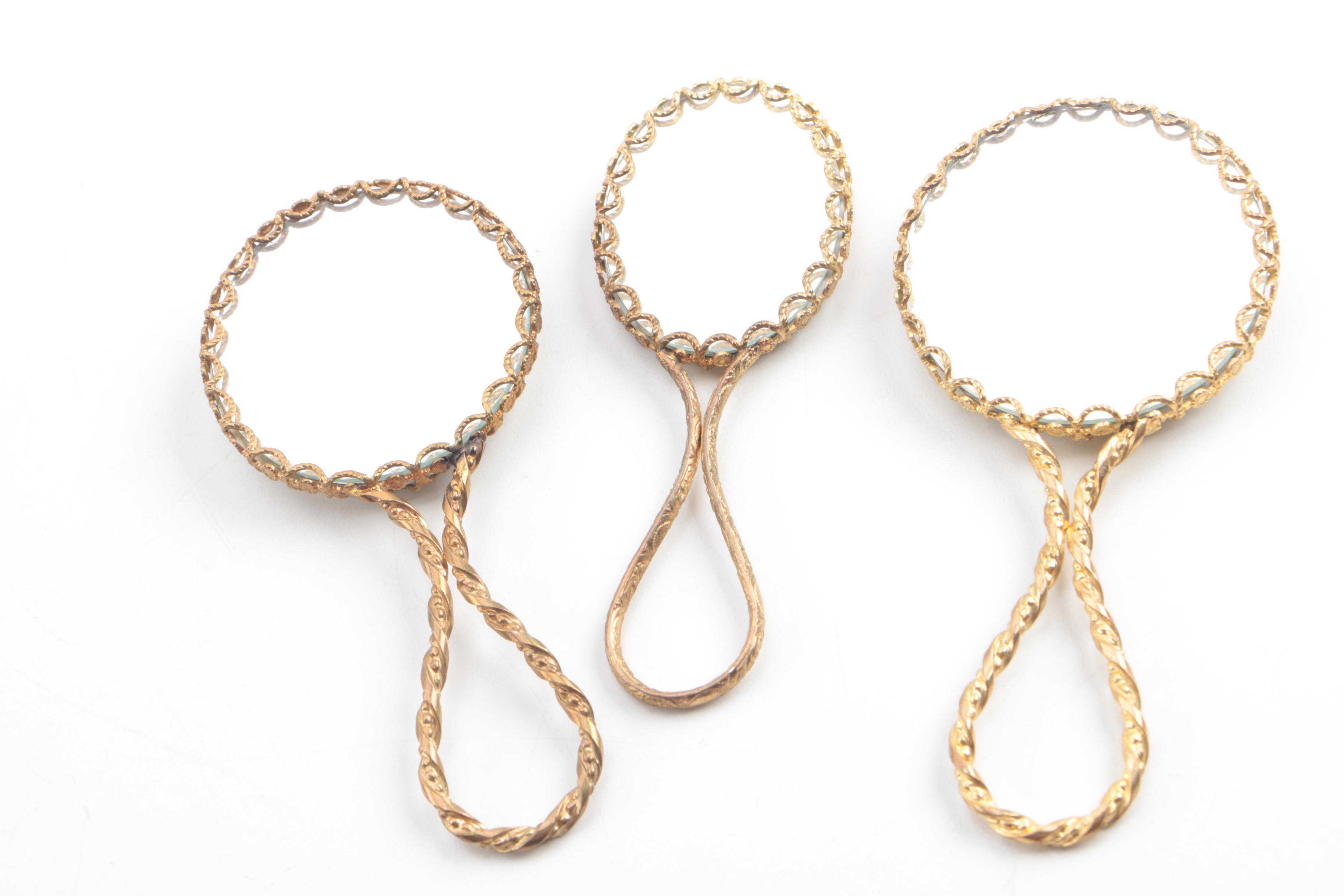 Vintage Limoges Porcelain and Metal Hand Mirrors after Fragonard