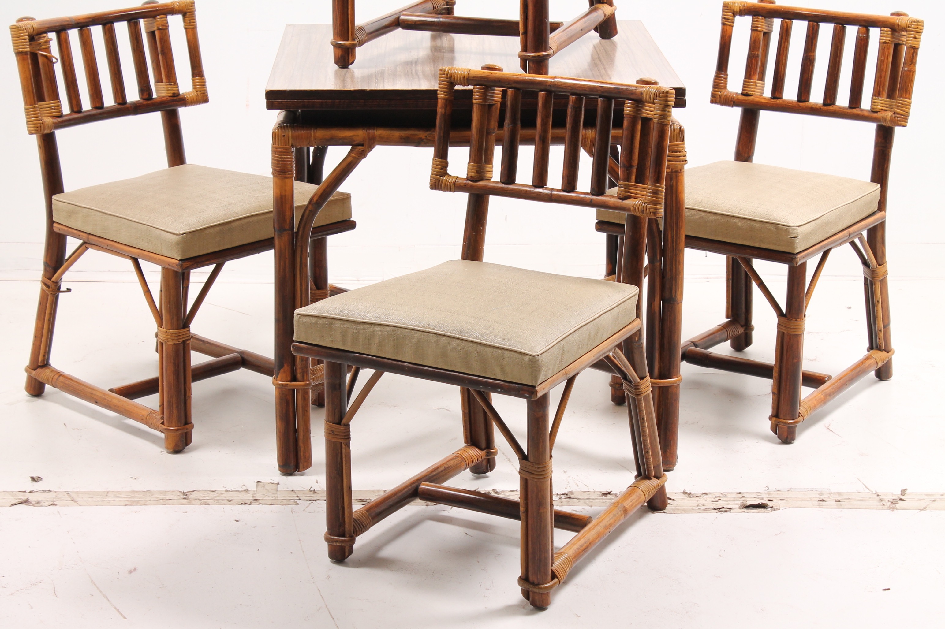 Vintage Bamboo Style Dining Table and Chairs