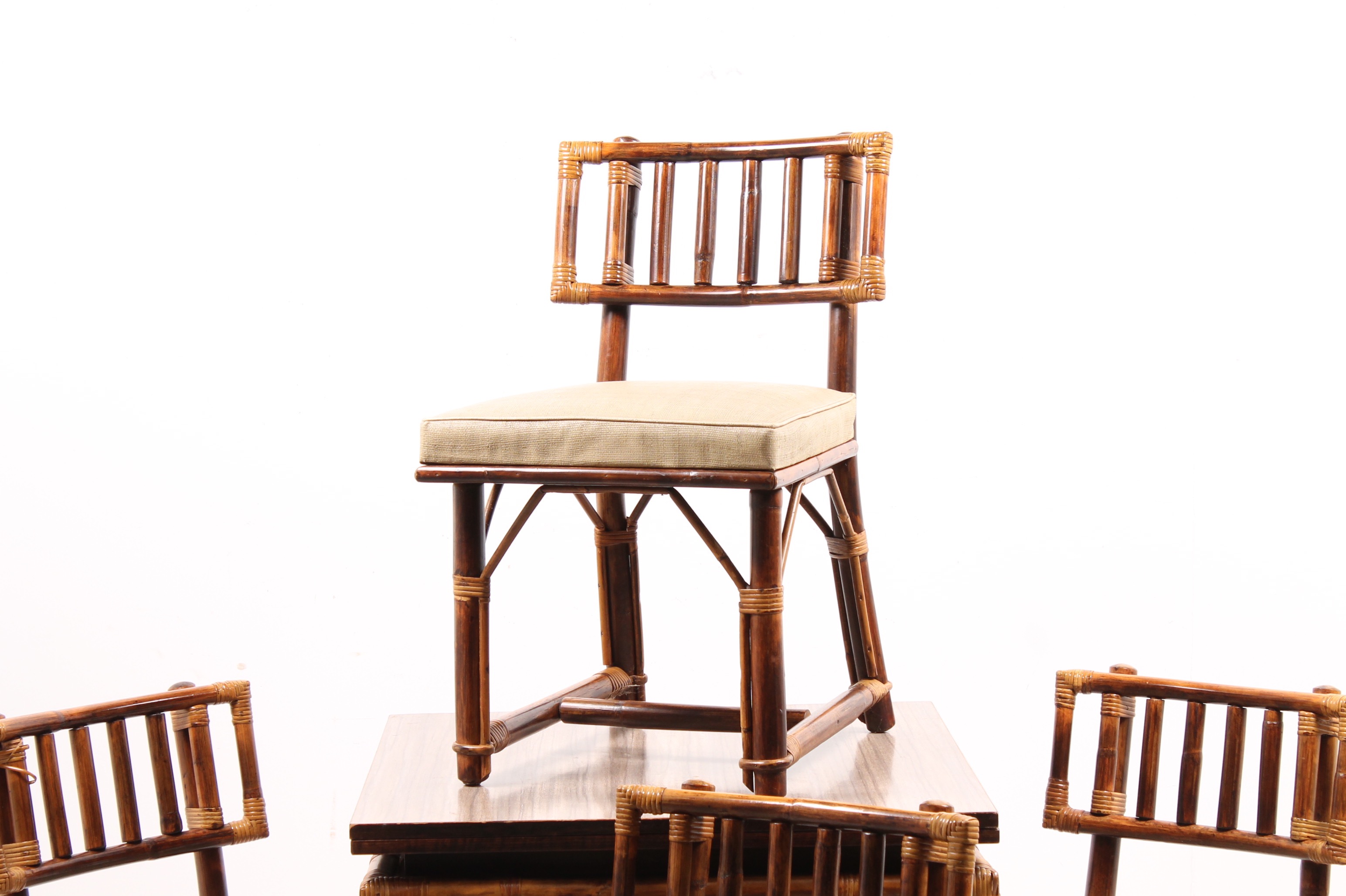 Vintage Bamboo Style Dining Table and Chairs