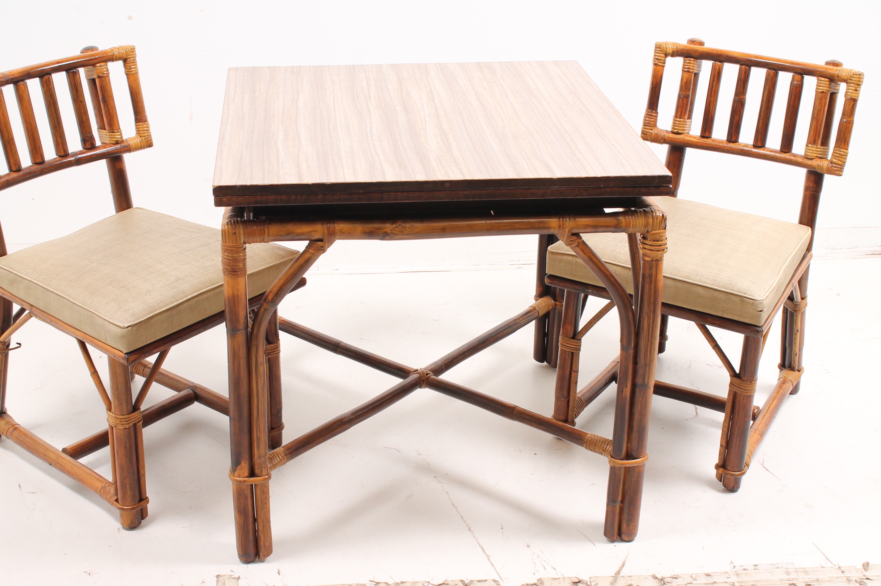 Vintage Bamboo Style Dining Table and Chairs