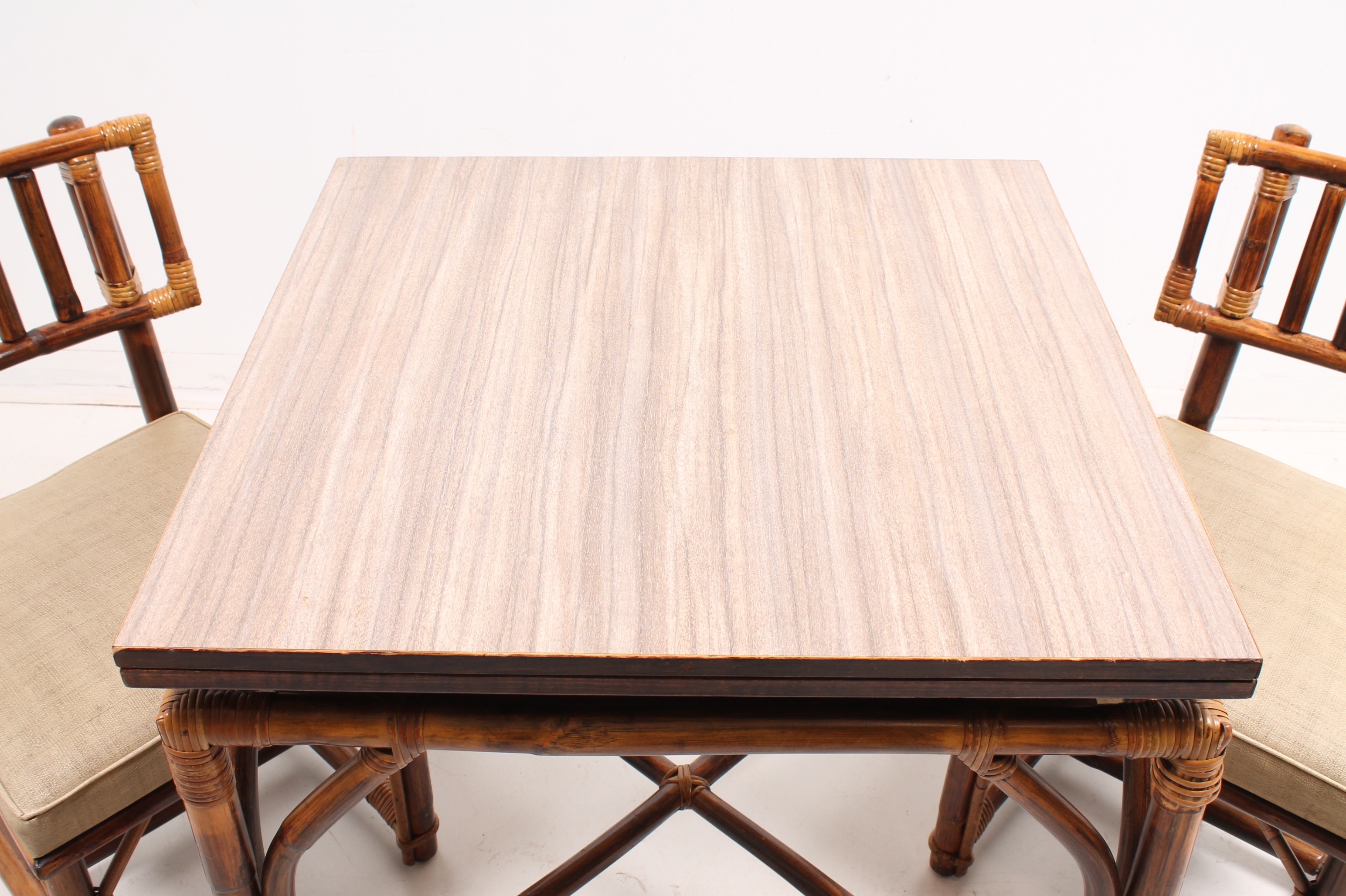 Vintage Bamboo Style Dining Table and Chairs