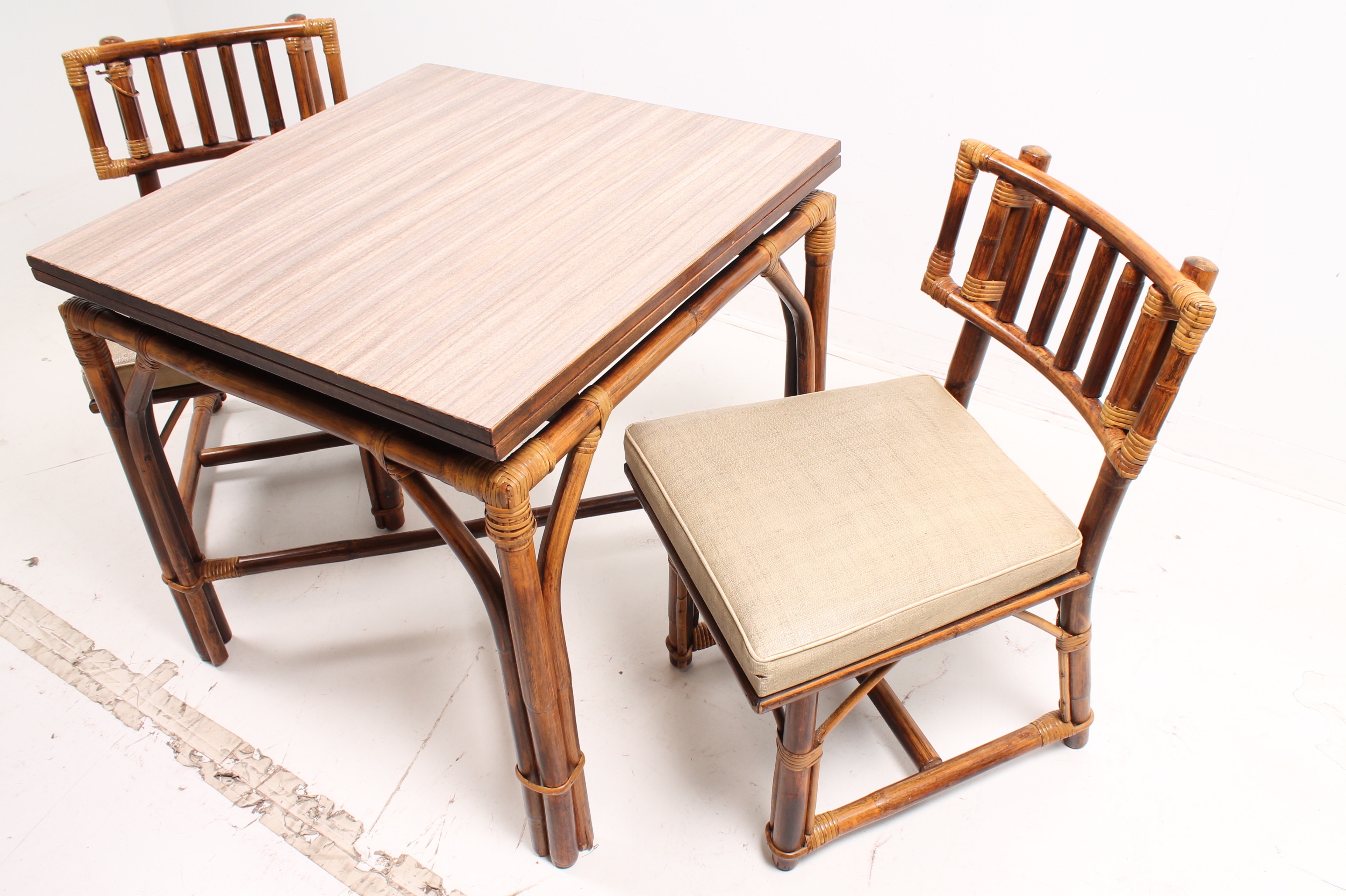 Vintage Bamboo Style Dining Table and Chairs