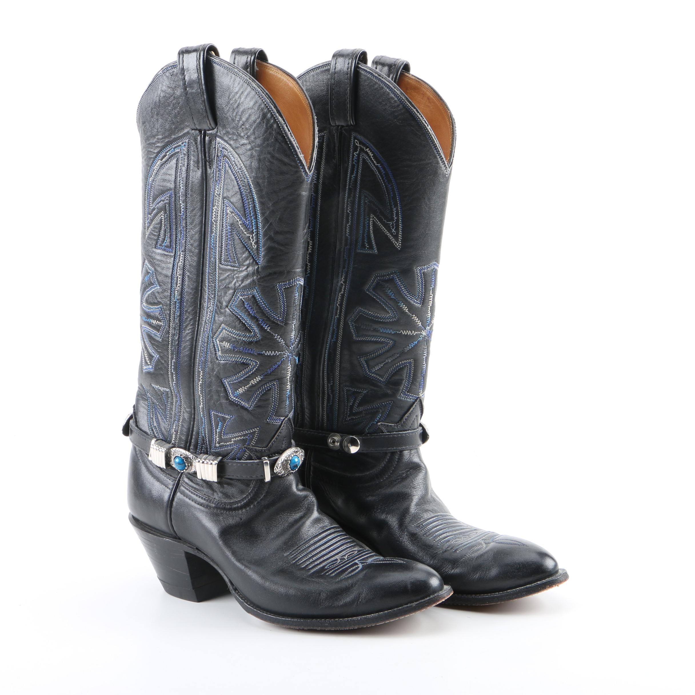Women's Tony Lama Black Leather Western Boots