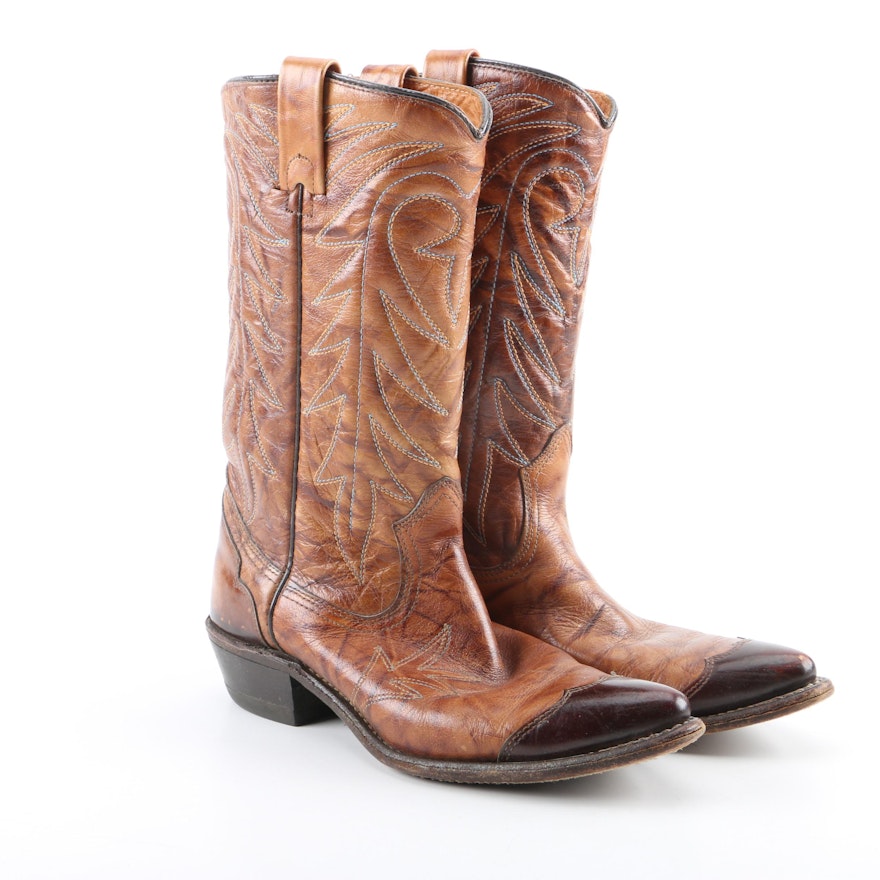 Women's Vintage Texas Imperial Brown Leather Western Boots
