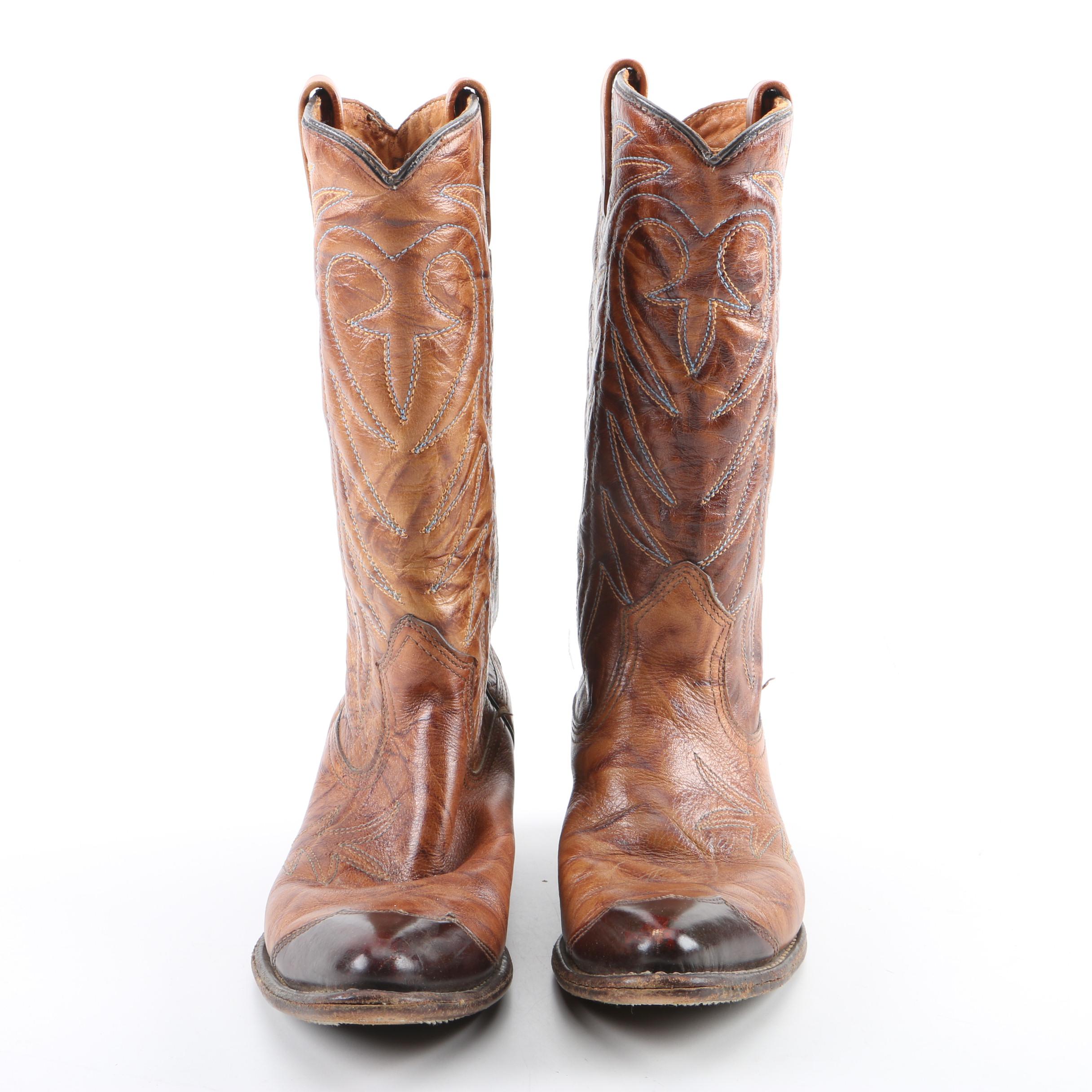 Women's Vintage Texas Imperial Brown Leather Western Boots