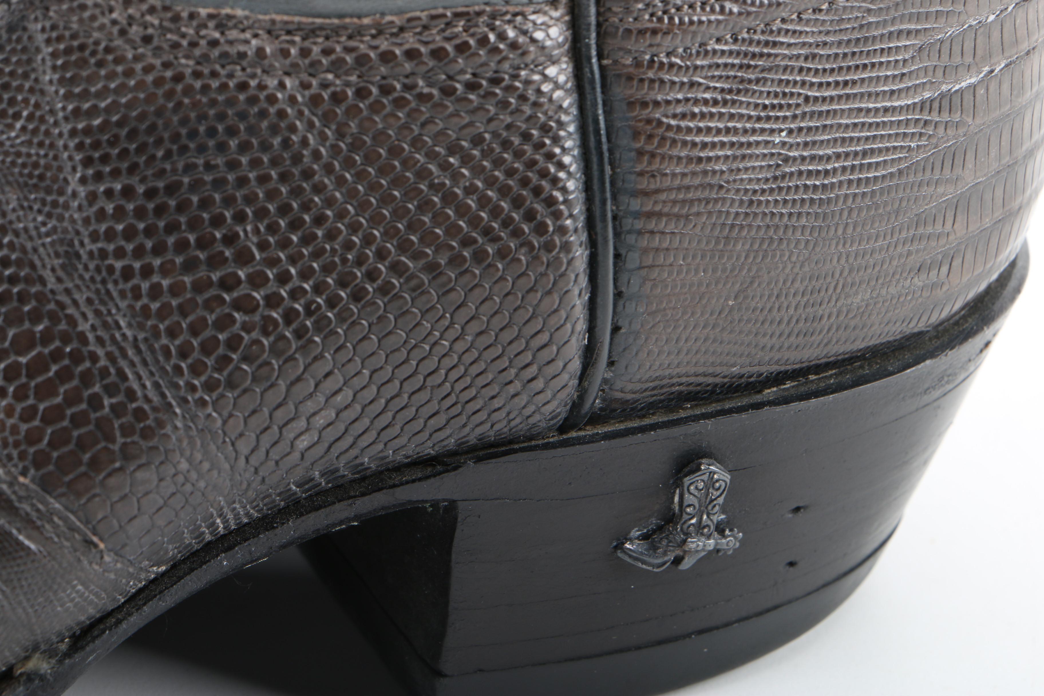 Women's Adams Boot Co. Grey Leather and Lizard Skin Western Boots