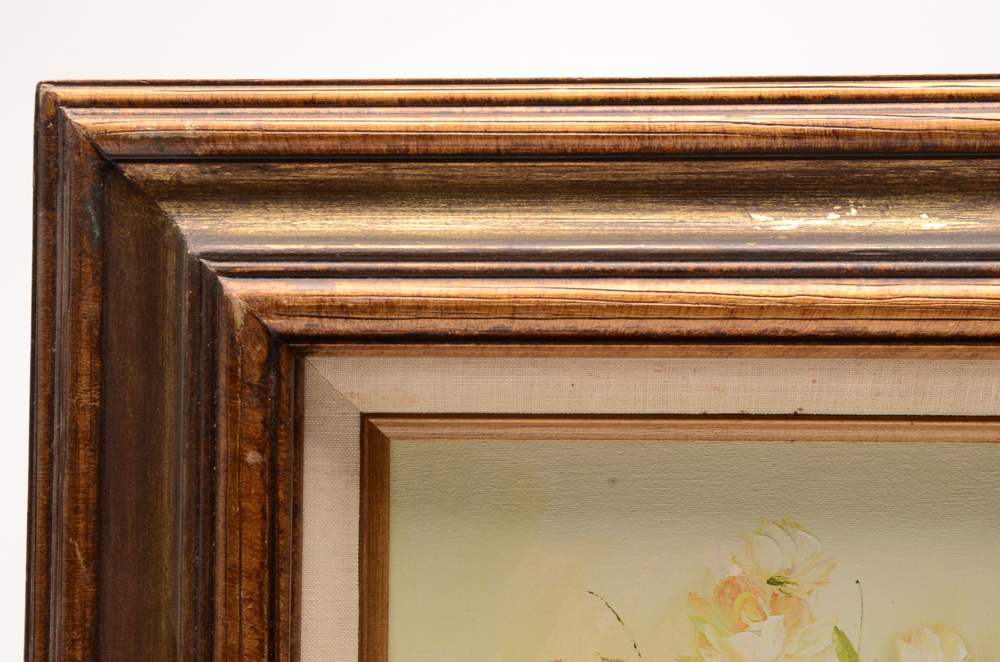 C. Nichols Floral Oil Painting on Canvas