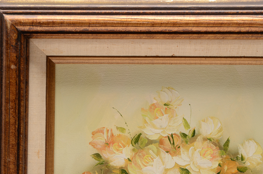 C. Nichols Floral Oil Painting on Canvas