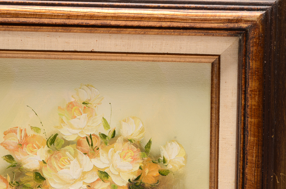 C. Nichols Floral Oil Painting on Canvas