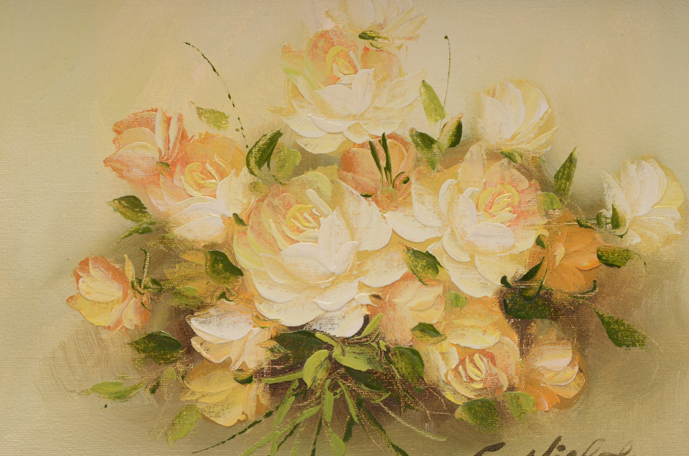 C. Nichols Floral Oil Painting on Canvas