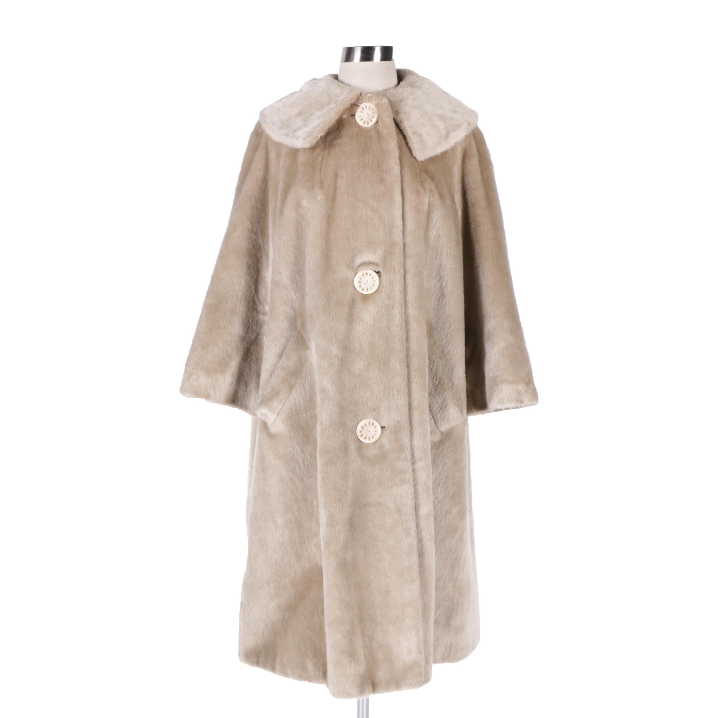 Women's Vintage Monnig's Brazotta by Sportowne Beige Faux Fur Coat