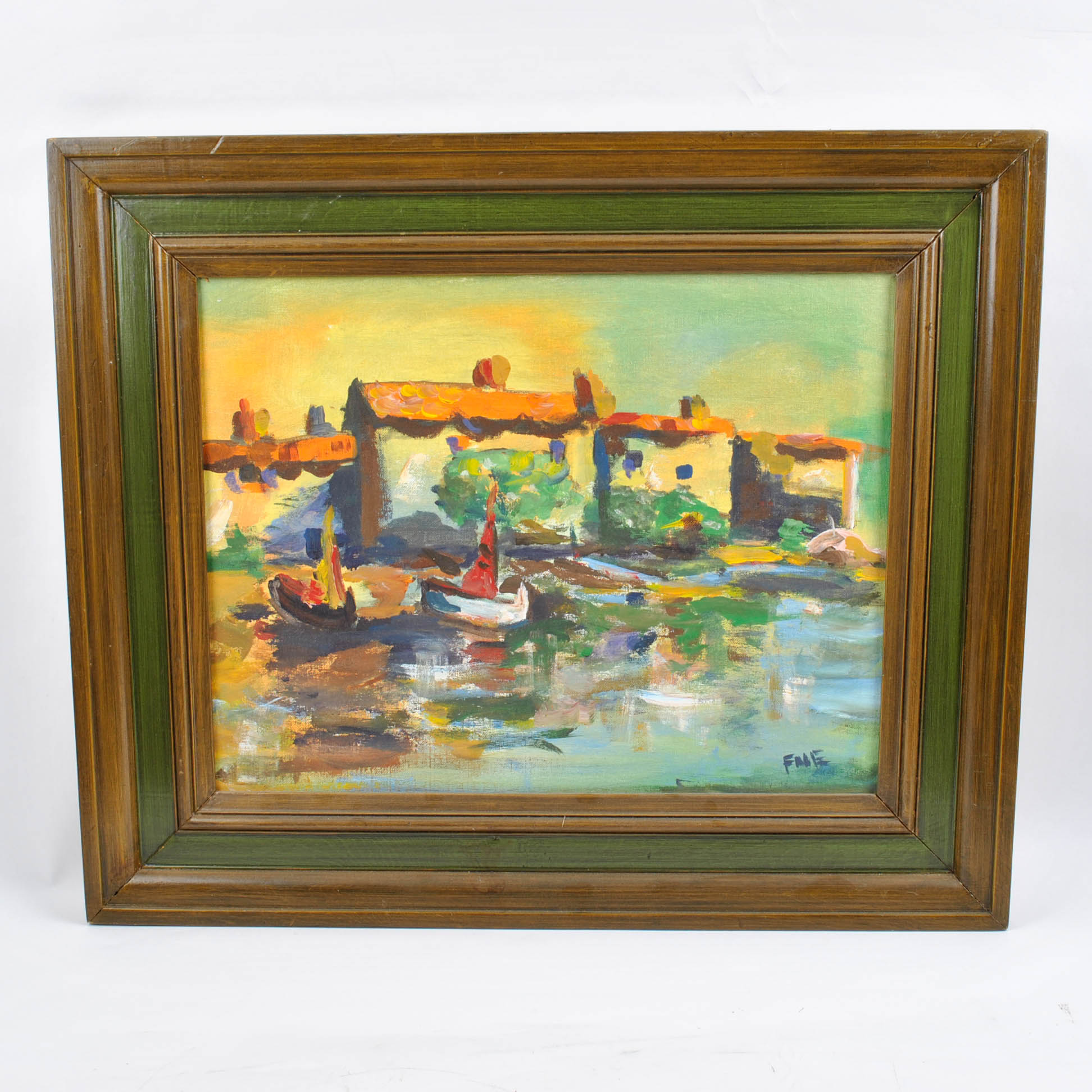 Oil Painting of Seaside Village
