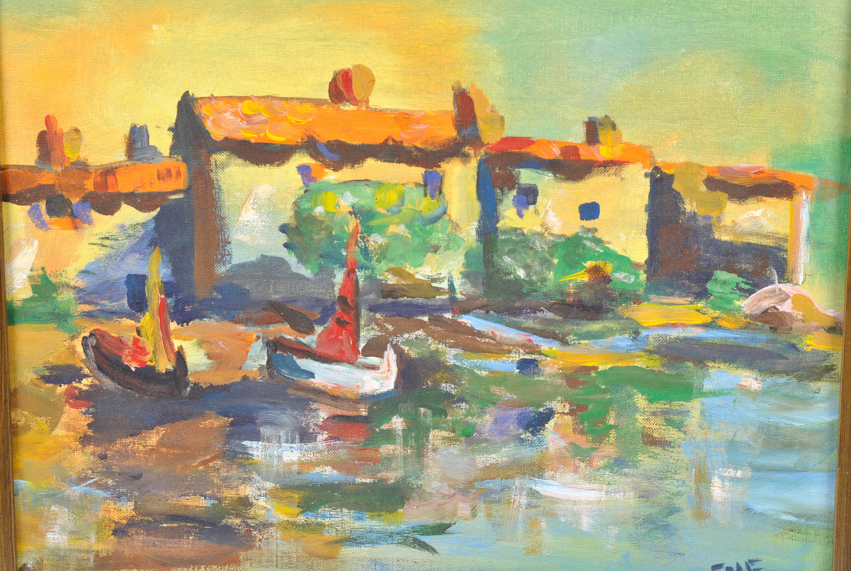 Oil Painting of Seaside Village