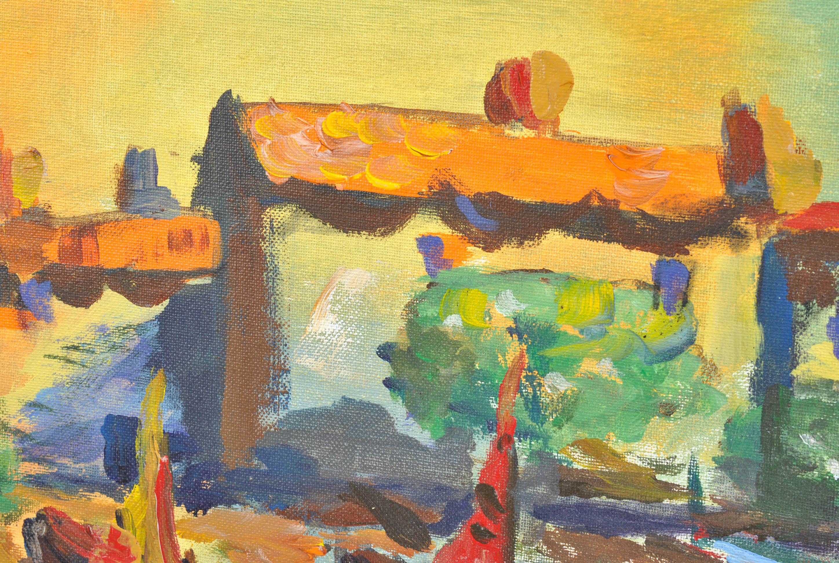 Oil Painting of Seaside Village