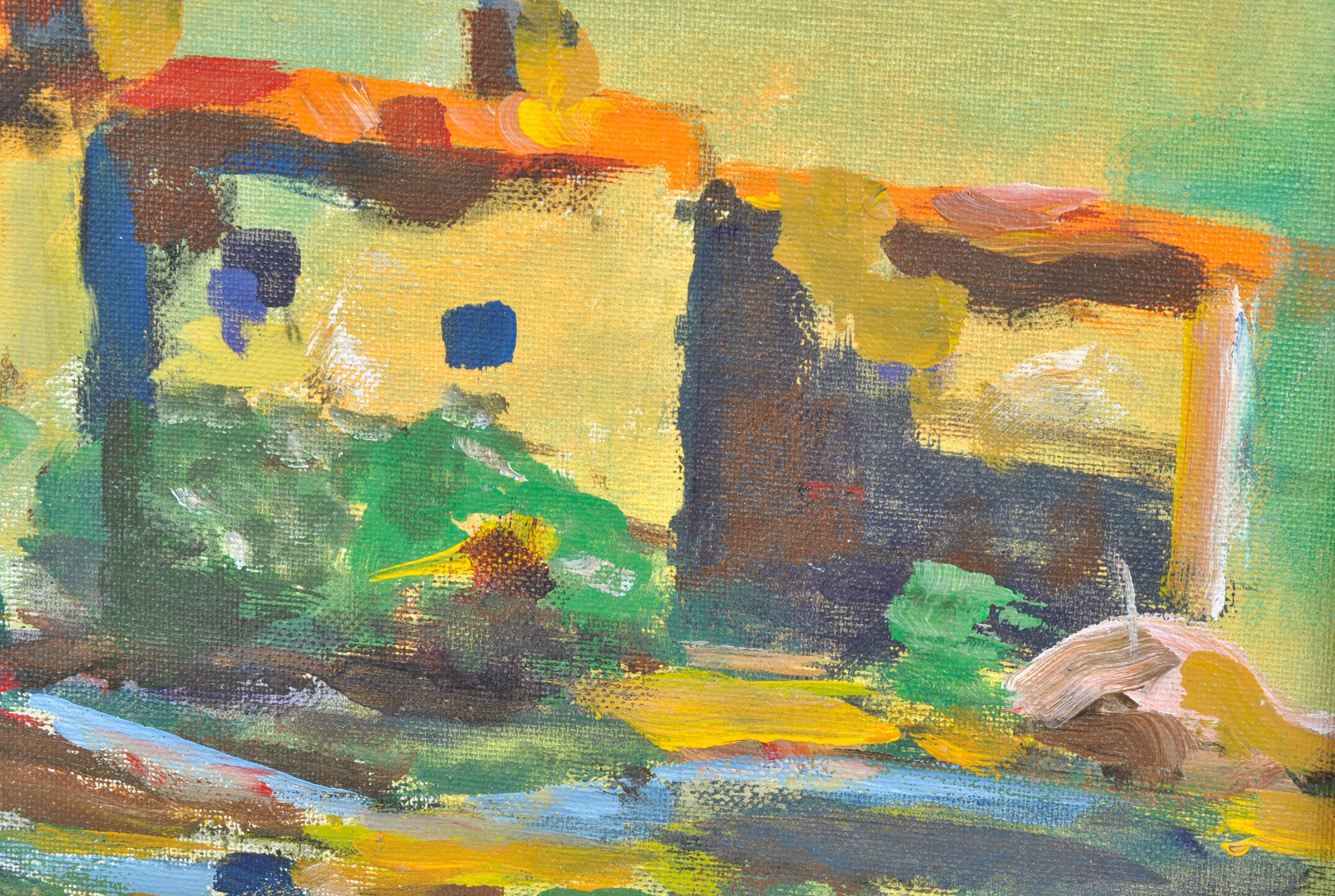 Oil Painting of Seaside Village