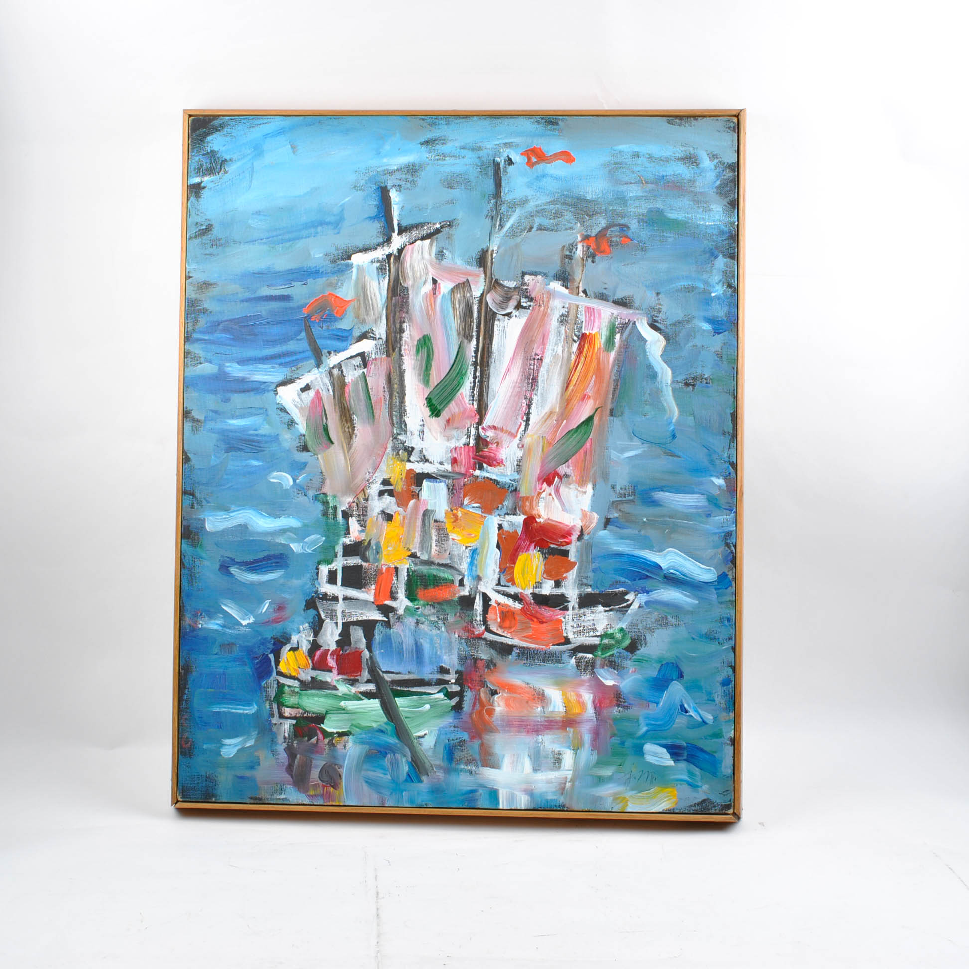 Abstract Oil Painting of Boat by Josephine Mahaffey