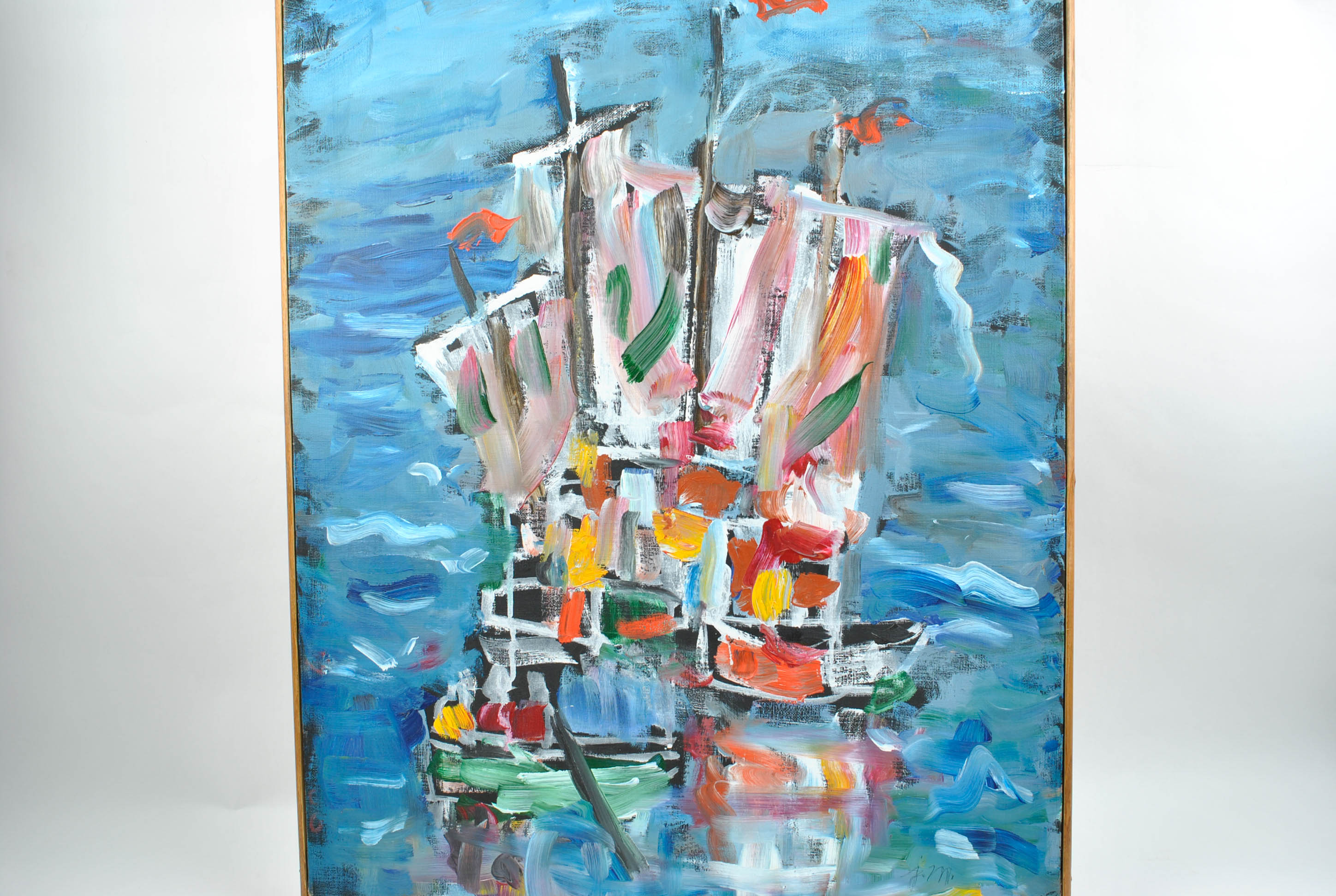Abstract Oil Painting of Boat by Josephine Mahaffey