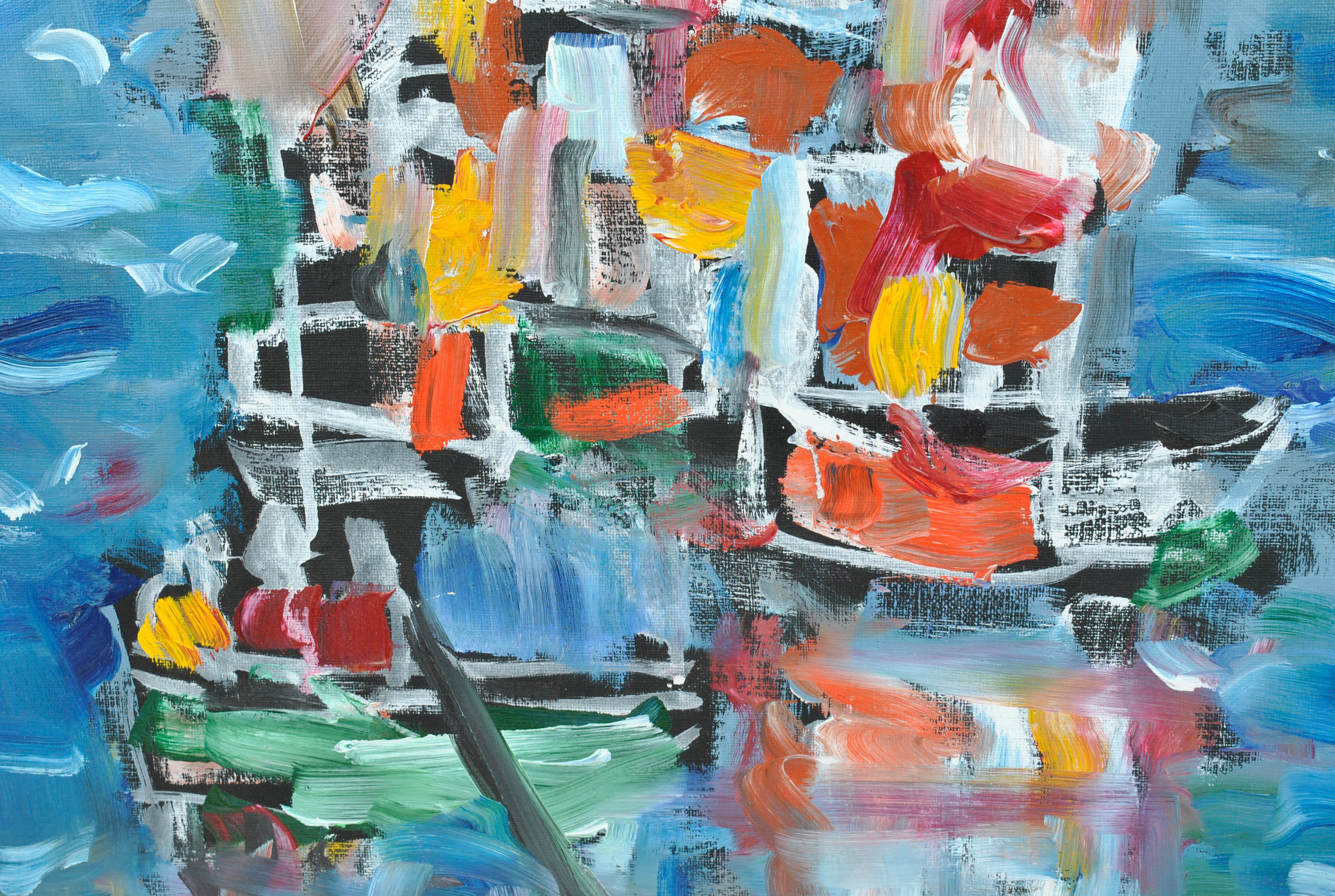 Abstract Oil Painting of Boat by Josephine Mahaffey