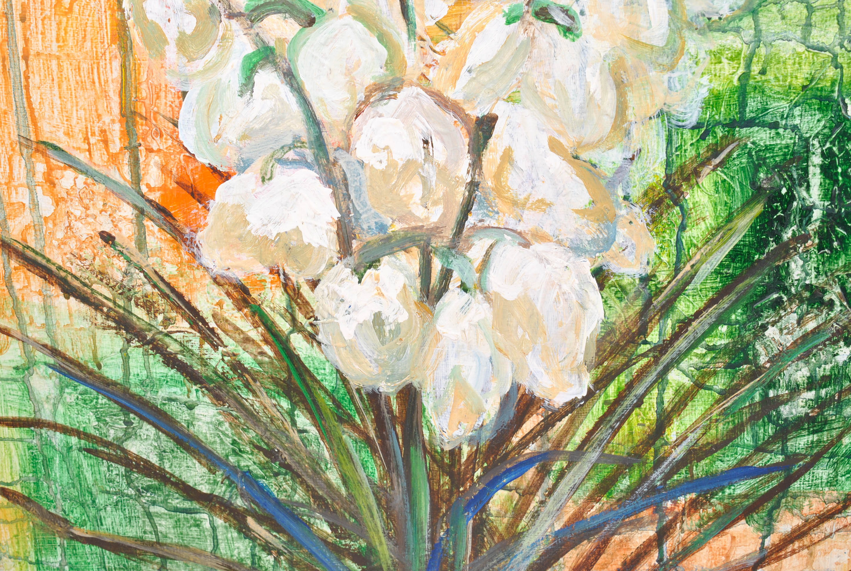 Oil on Paper Paintings of Flowers by Mahaffey and Eastwood