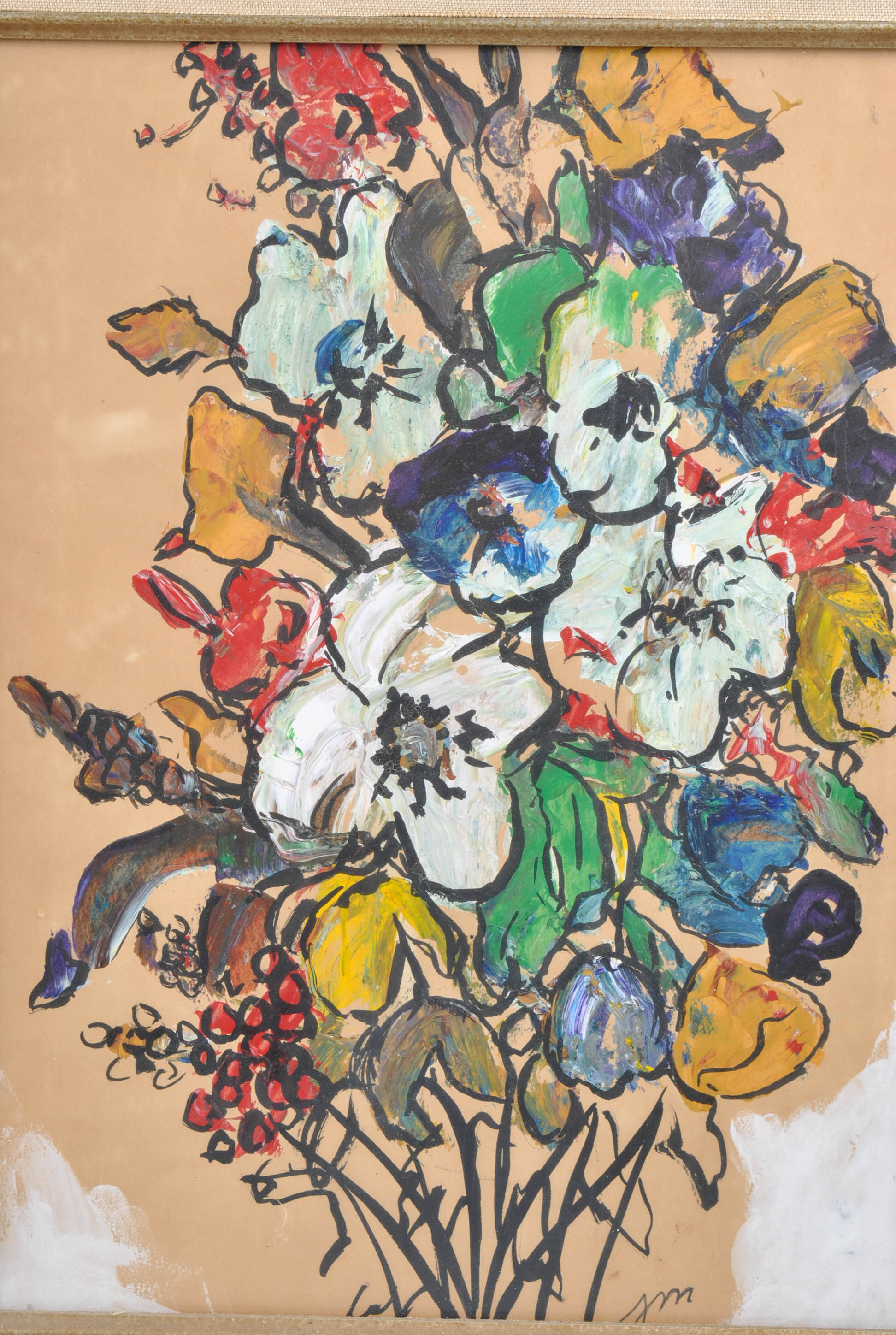Oil on Paper Paintings of Flowers by Mahaffey and Eastwood