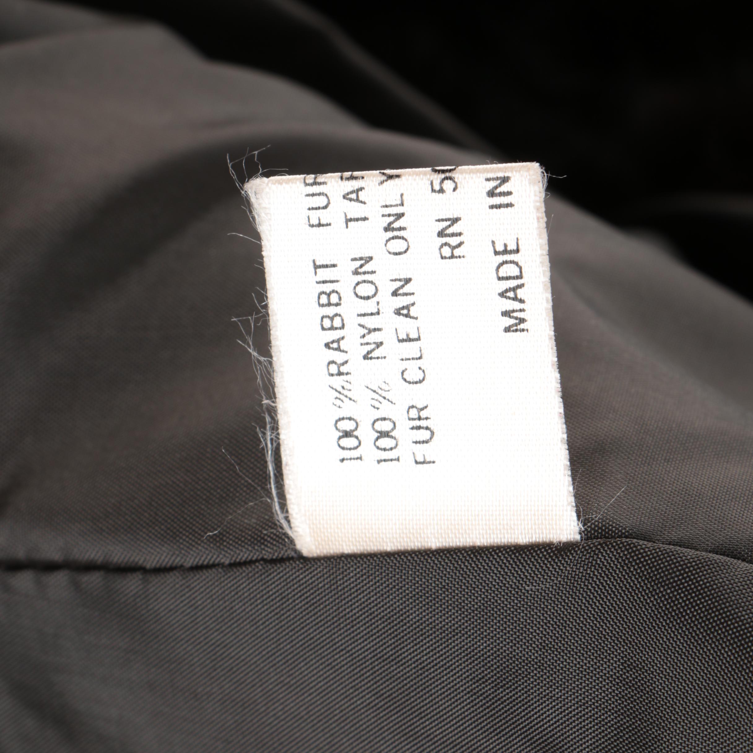 Women's Black and Brown Rabbit Fur Coat